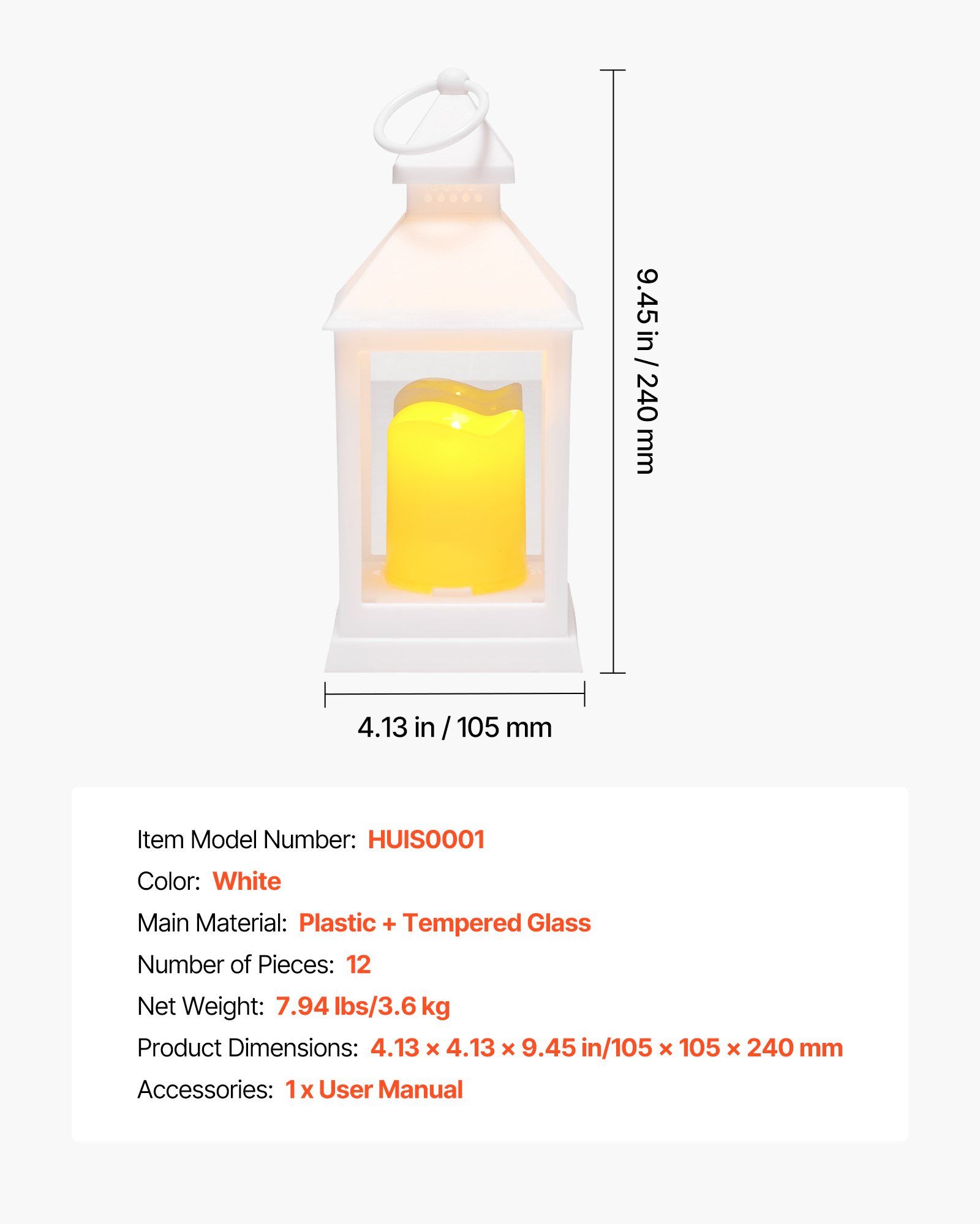 12 Pcs Decorative Candle Lantern, LED Electric Flameless Candle, Plastic LED Holder with Glass, Wall Hanging Indoor Porch Lanterns for Wedding Table Party Farmhouse Indoor Decor, White - Image 7