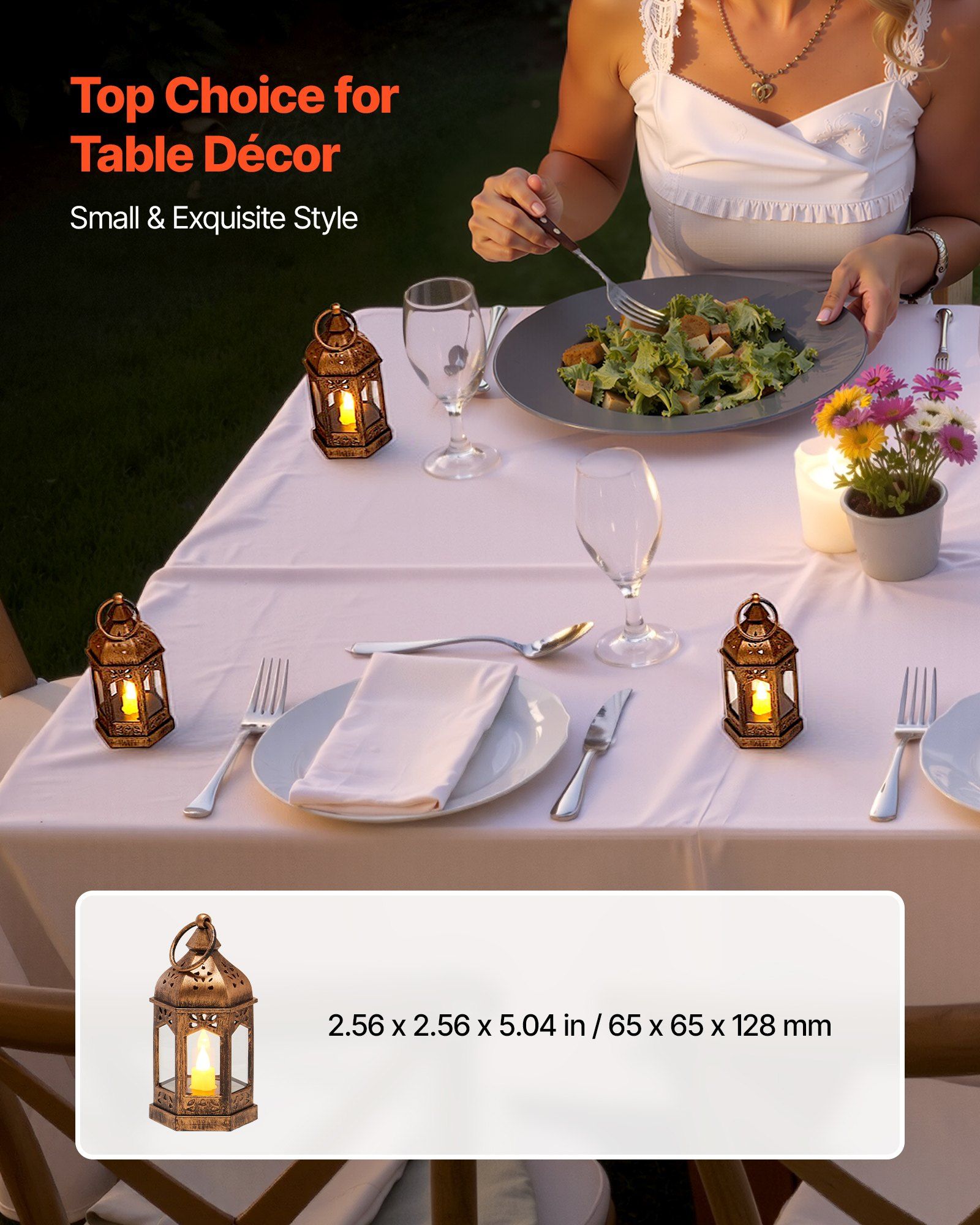 12 Pcs Decorative Candle Lantern, LED Electric Flameless Candle, Plastic LED Holder with Glass, Wall Hanging Indoor Porch Lanterns for Wedding Table Party Farmhouse Indoor Decor, Bronze - Image 3
