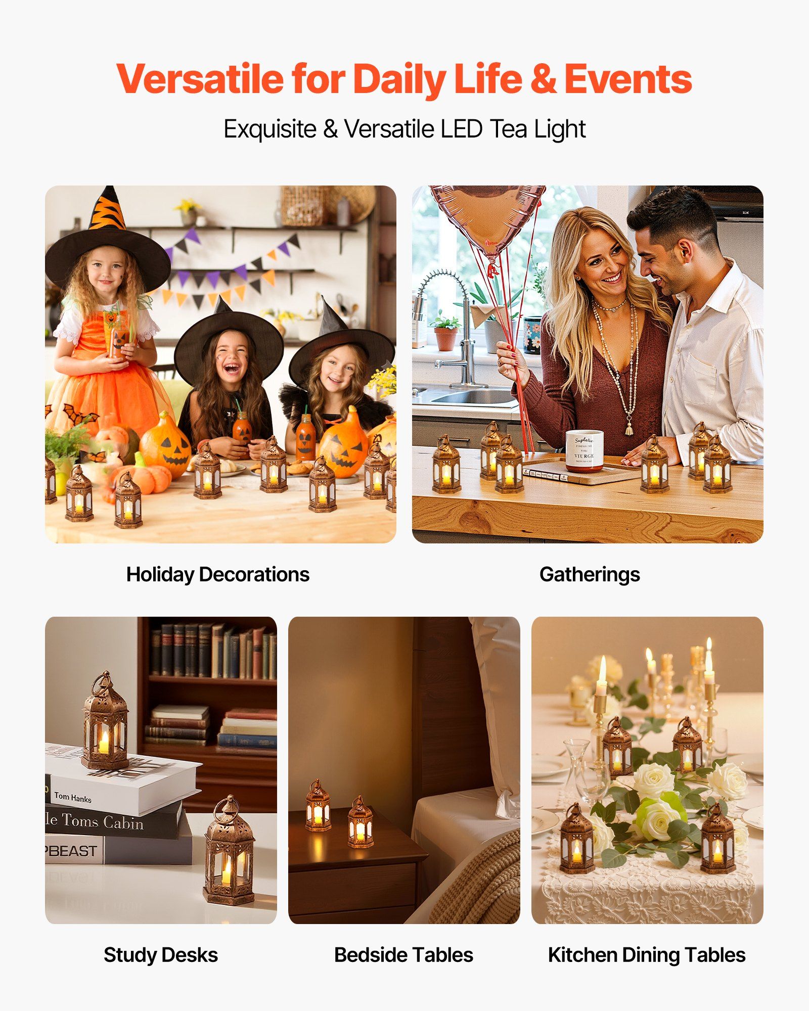 12 Pcs Decorative Candle Lantern, LED Electric Flameless Candle, Plastic LED Holder with Glass, Wall Hanging Indoor Porch Lanterns for Wedding Table Party Farmhouse Indoor Decor, Bronze - Image 6