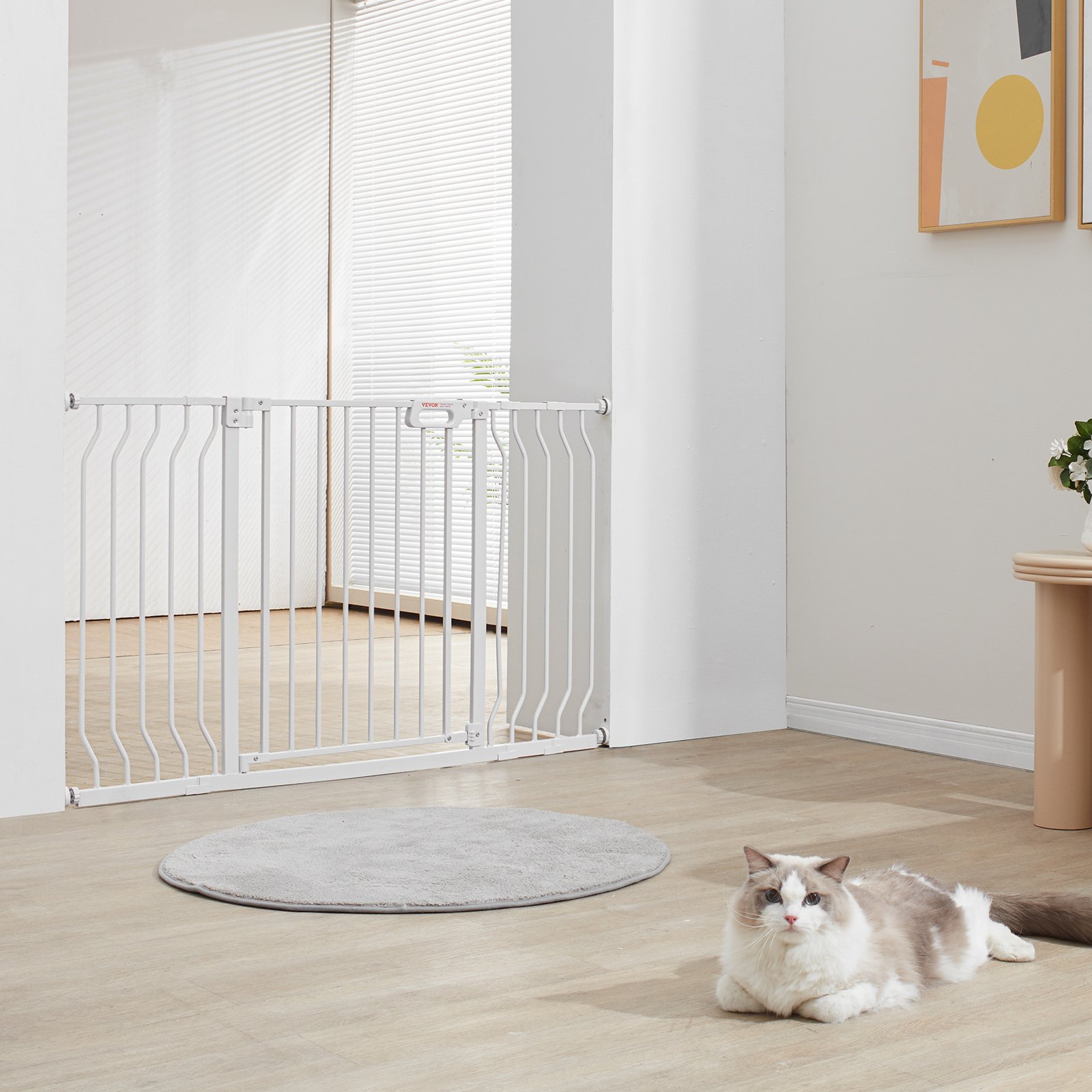 Baby Gate, 749-1346 mm Extra Wide, 762 mm High, Dog Gate for Stairs Doorways and House, Easy Step Walk Thru Auto Close Child Gate Pet Security Gate with Pressure Mount and Wall Mount Kit, White - Image 8