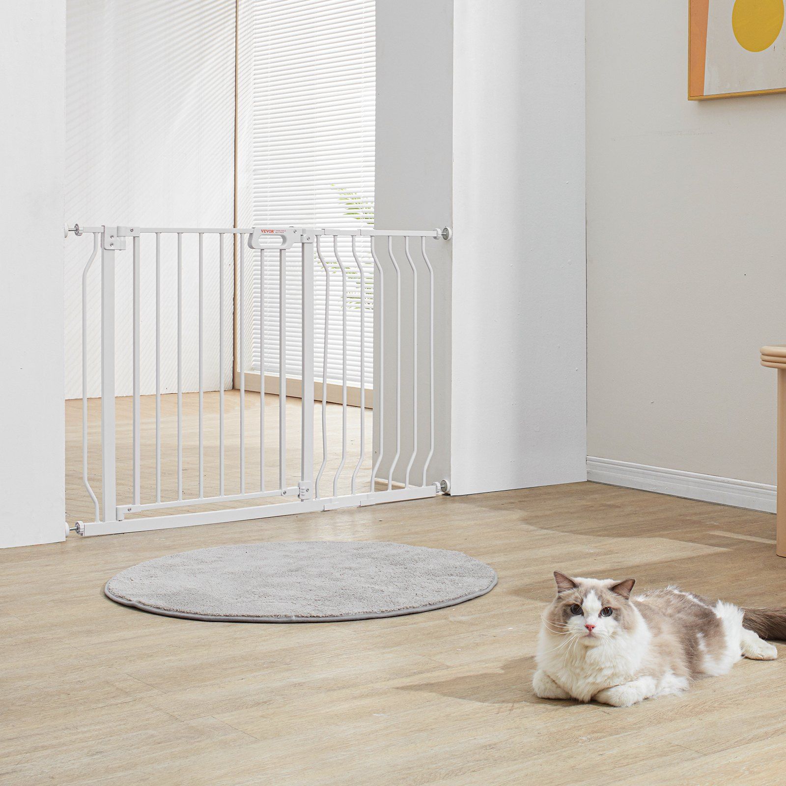 Baby Gate, 749-1229 mm Extra Wide, 762 mm High, Dog Gate for Stairs Doorways and House, Easy Step Walk Thru Auto Close Child Gate Pet Security Gate with Pressure Mount and Wall Mount Kit, White - Image 8