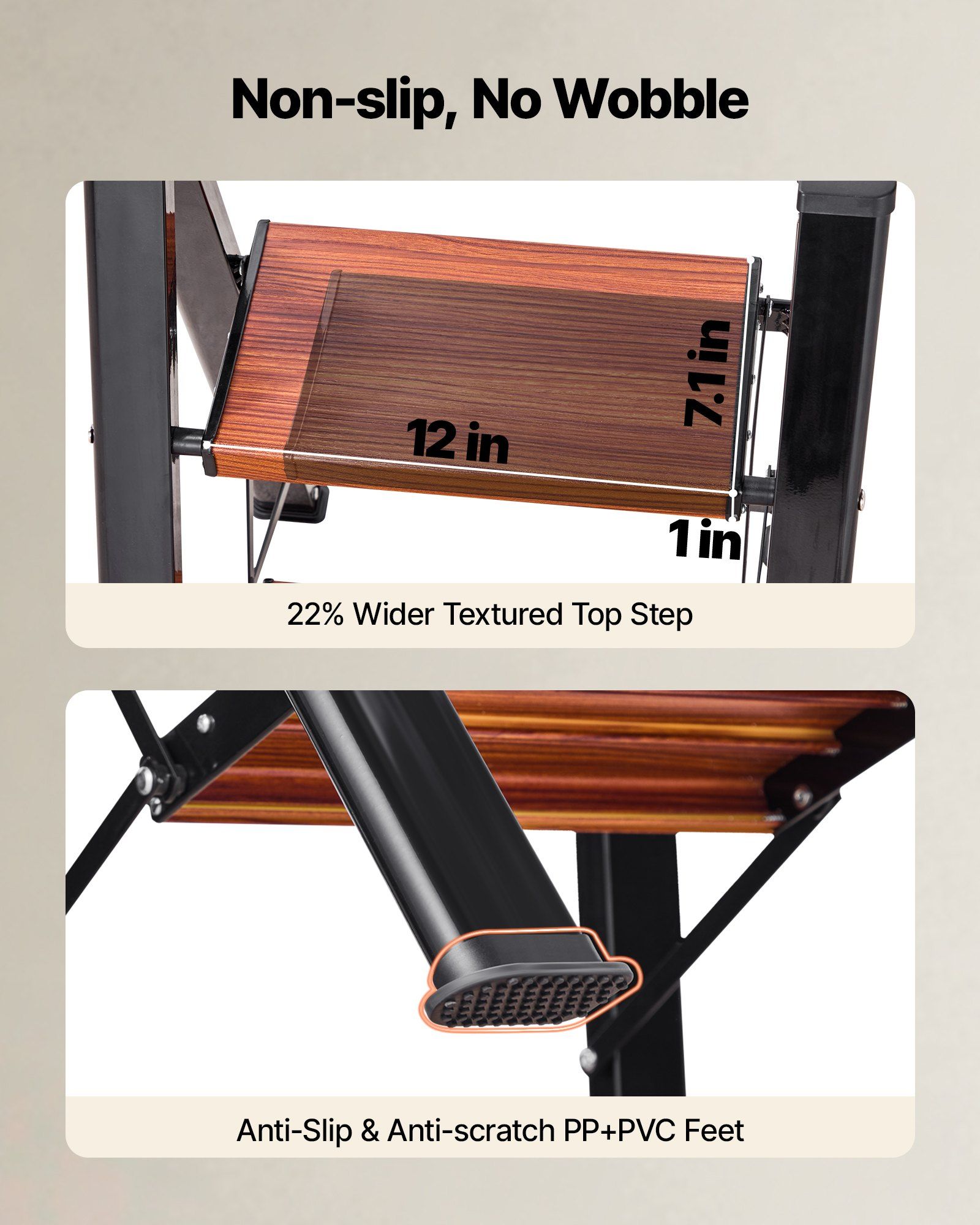 3 Step Ladder, Folding Step Stool with Wide Anti-Slip Pedal and Comfort Handgrip, Lightweight 150 kg Capacity Portable Aluminum Plant Support, Multi-Use for Adults, Home Repairing, Cleaning - Image 3