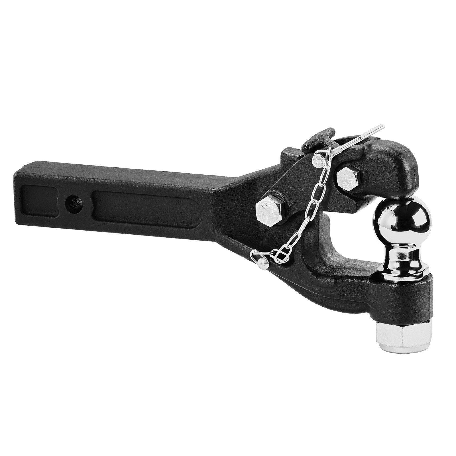 Pintle Hook, 7256 kg Capacity, Pintle Hook Hitch for 50.4 mm Hitch Hook Military Receiver, Combination 50.4 mm Hitch Ball, Fits 63.5 to 76.2 mm Lunette Ring, 397 mm Length, Black Powder Coat - Image 1