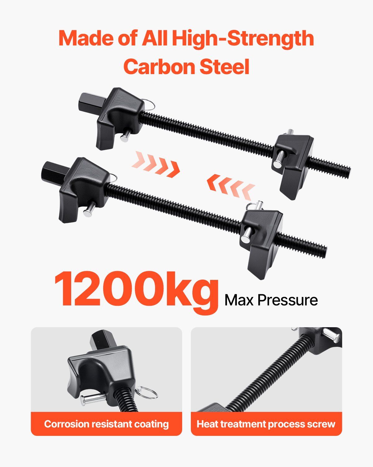 Strut Spring Compressor, 2 Pack, Heavy Duty Coil Spring Compressor Tool with 10.4 Inches(256 mm) Range, Compatible with 0.86 inches(22 mm) Hex Sockets, Fit for Car Truck Motorcycle, Black - Image 5