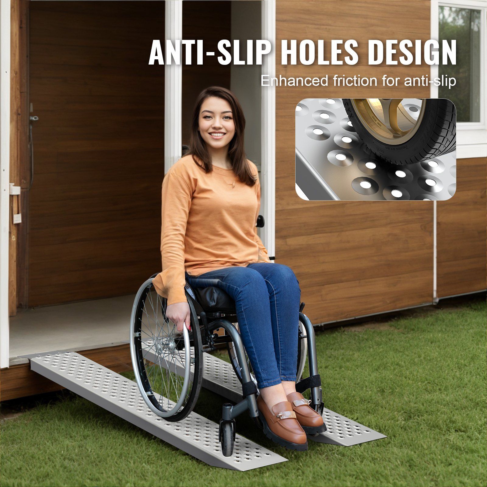 Portable Loading Ramps, 2 Pcs 1200 x 215 mm, Durable Aluminum Shed Ramp Set with Anti-Slip Holes, Compact Design and Easy Storage, 399.2 kg Weight Capacity, for ATV, Tractors, Lawn Mowers, Carts - Image 4