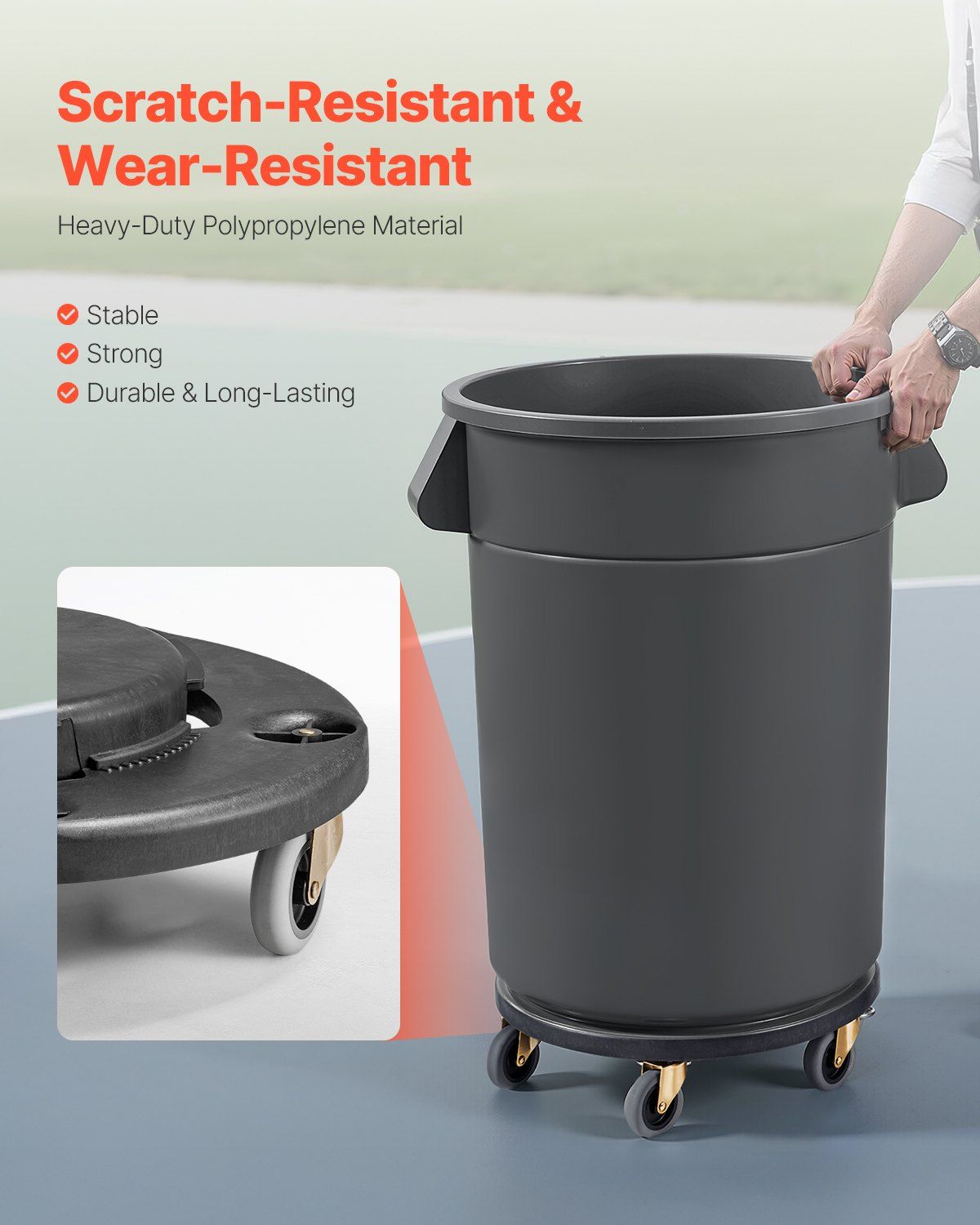 Trash Can Dolly, Fit 20, 32, 44, 55 Gallon Containers, Round Trash Can Roller Base with 4 Lockable Wheels, 500lbs Weight Capacity, Heavy Duty Barrel Dolly, Multi-Functional Rolling Dolly Cart - Image 5