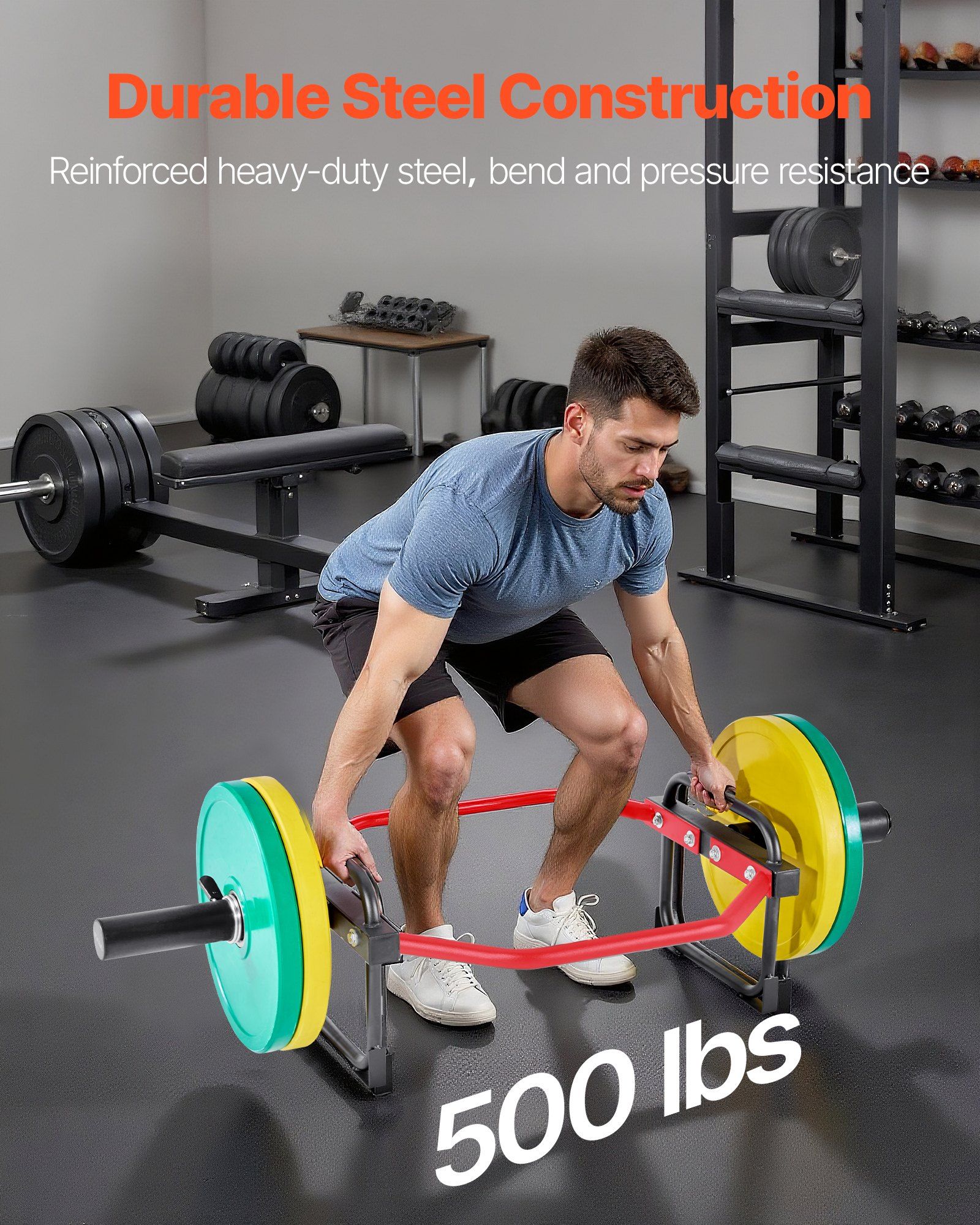 Trap Bar Hex Bar, 50mm Hex Barbell, 240 kg Capacity Shrug Bars, Weightlifting and Strength Training Equipment, Home Gym for Squats, Deadlifts, Shoulder Presses, Red - Image 2