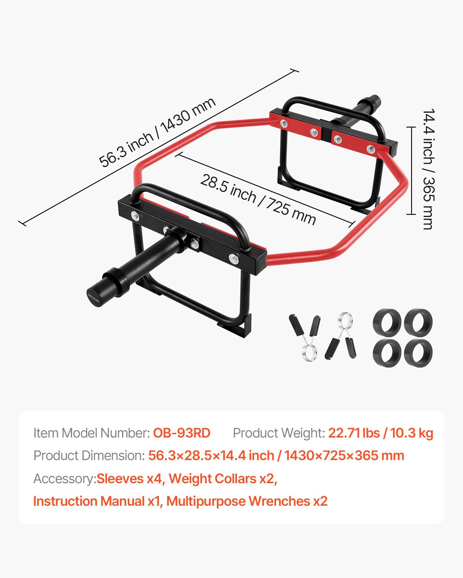 Trap Bar Hex Bar, 50mm Hex Barbell, 240 kg Capacity Shrug Bars, Weightlifting and Strength Training Equipment, Home Gym for Squats, Deadlifts, Shoulder Presses, Red - Image 7