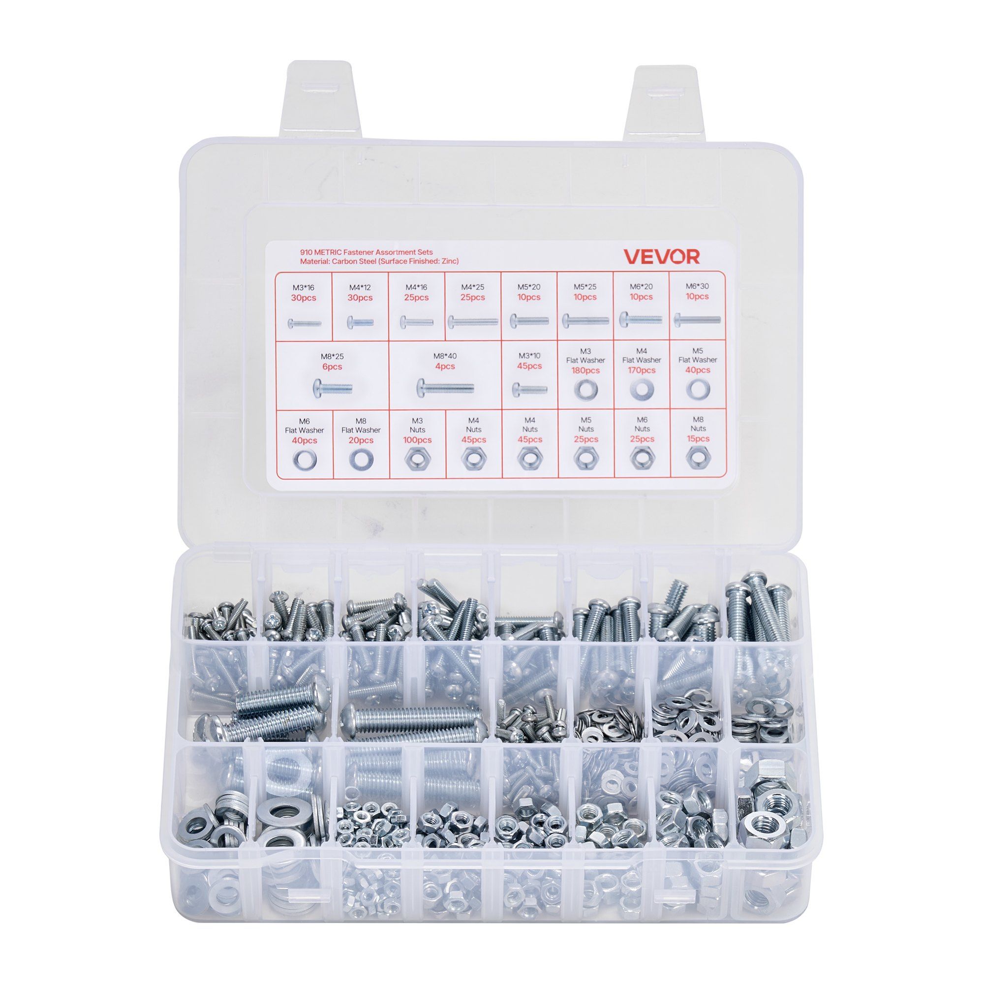 2250 Pcs Bolts and Nuts Assortment Kit, Metric + Imperial Machine Screws and Flat Washers, Alloy Steel M3/M4/M5/M6/M8 Multiple Size, for Equipment/Vehicle Assembly,Galvanized White - Image 1