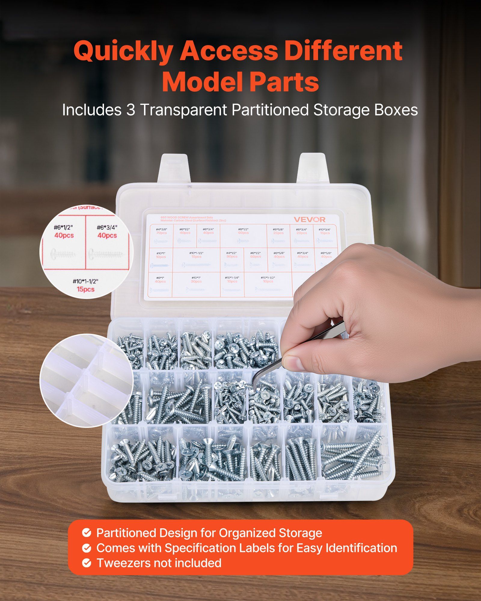 2250 Pcs Bolts and Nuts Assortment Kit, Metric + Imperial Machine Screws and Flat Washers, Alloy Steel M3/M4/M5/M6/M8 Multiple Size, for Equipment/Vehicle Assembly,Galvanized White - Image 5