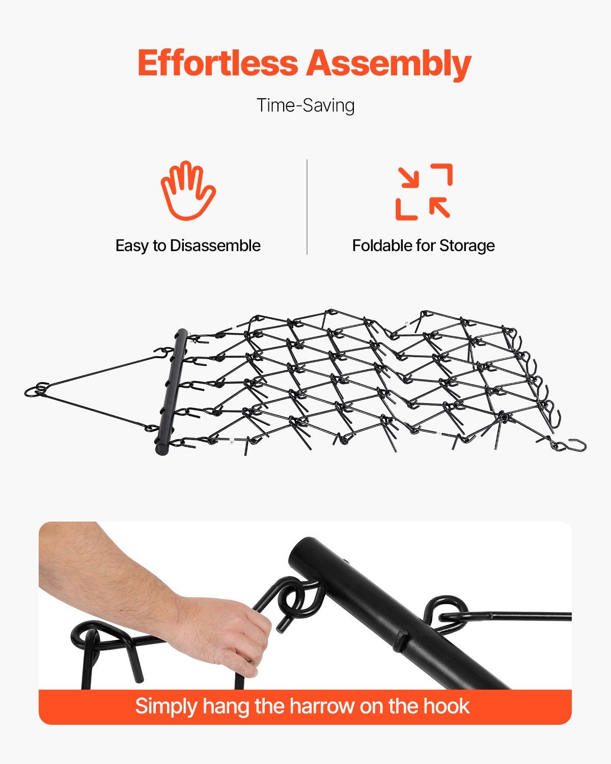 Drag Harrow, 1.2x1.7m Durable Chain Harrow with 80 Sharp Teeth, Suitable for ATV UTV Tractor, Ideal for Soil Preparation, Seeding, Smoothing Landscapes, and Yard Gravel Driveway Maintenance - Image 5