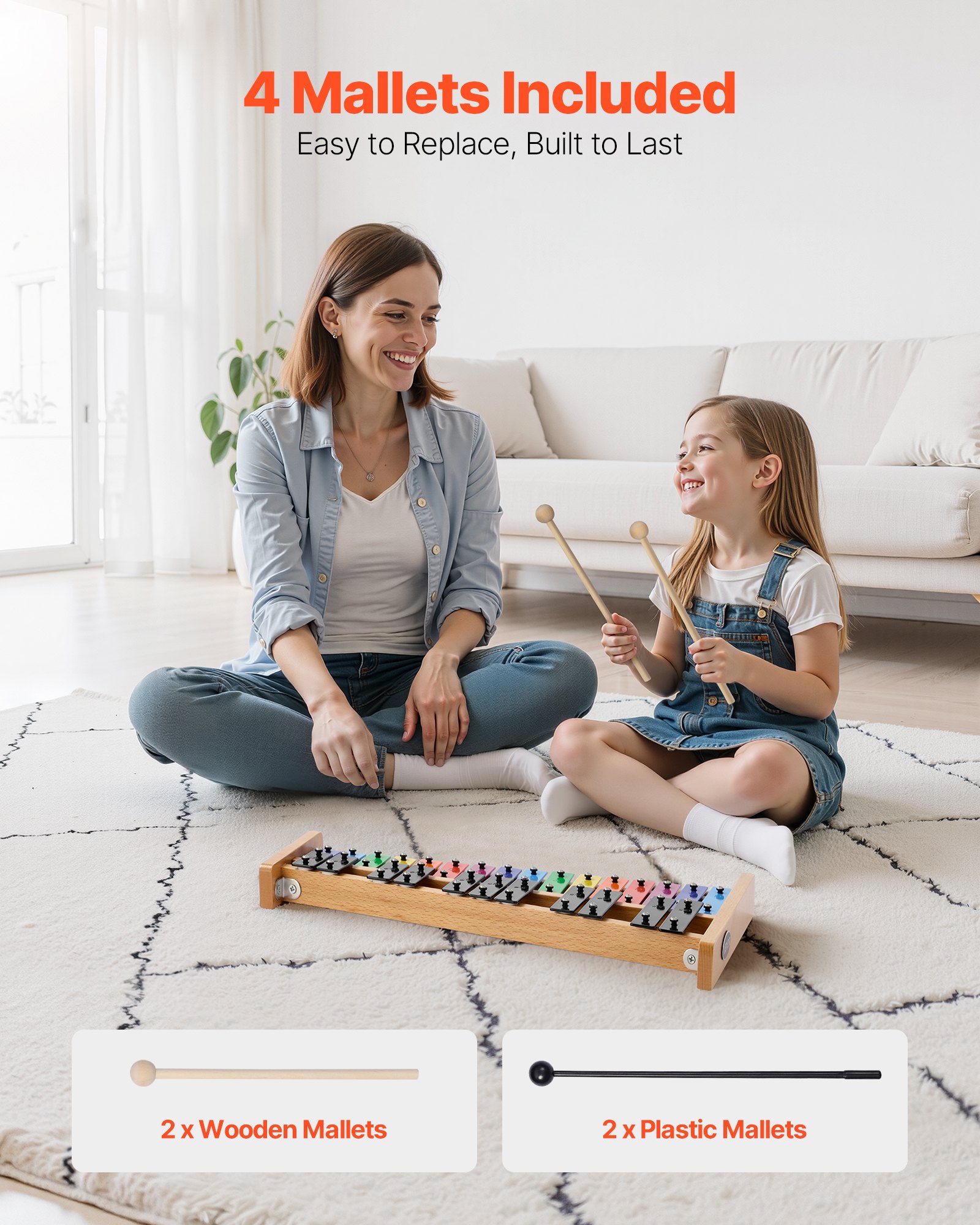 Glockenspiel Xylophone, 27 Notes, Professional Xylophone Percussion Instrument, with Colorful Metal Keys, Includes 4 Mallets, Carrying Bag, Beginner Musical Instrument Kit for Adults and Kids - Image 5