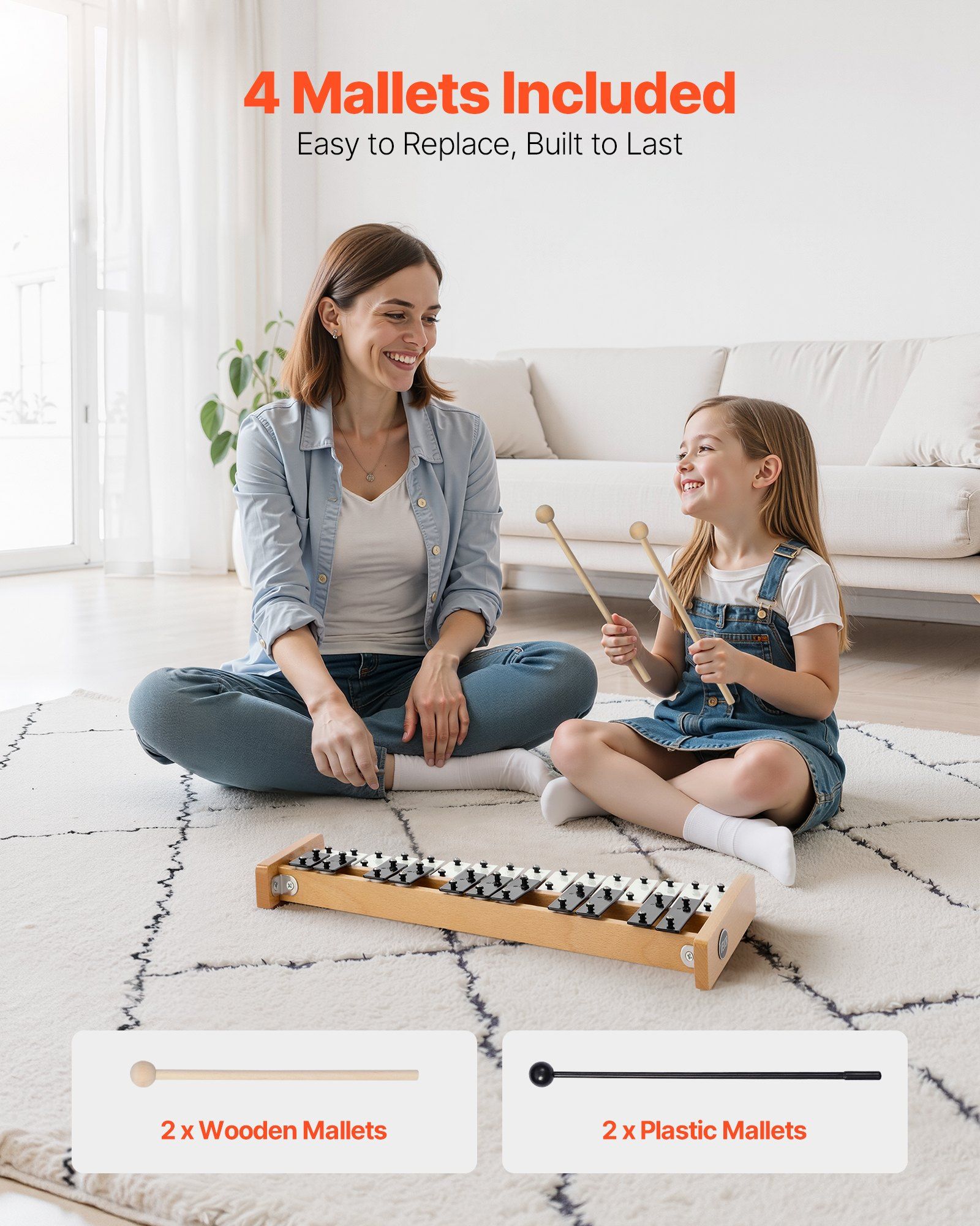 Glockenspiel Xylophone, 27 Notes, Professional Xylophone Percussion Instrument, with Metal Keys, Includes 4 Mallets, Carrying Bag, Beginner Musical Instrument for Adults and Kids Music Teaching - Image 5