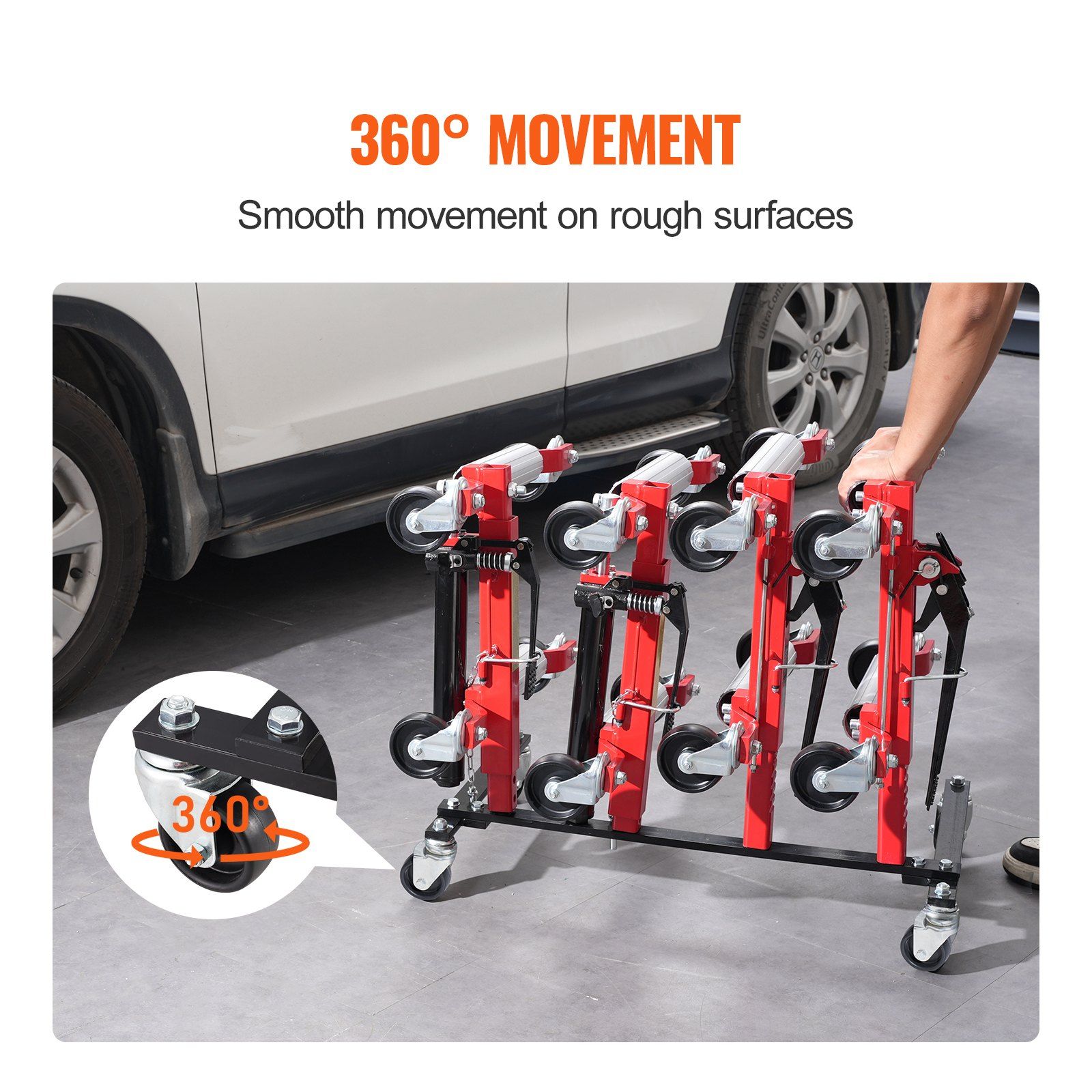 Car Dolly Rack, Storage Rack with 360° Rotatable Wheels, Hydraulic Ratchet Trolley Jack Stand Organizer, Jack Stands Holder Storage Rack, 4-Dolly Capacity, Compatible with Most Dollies - Image 3