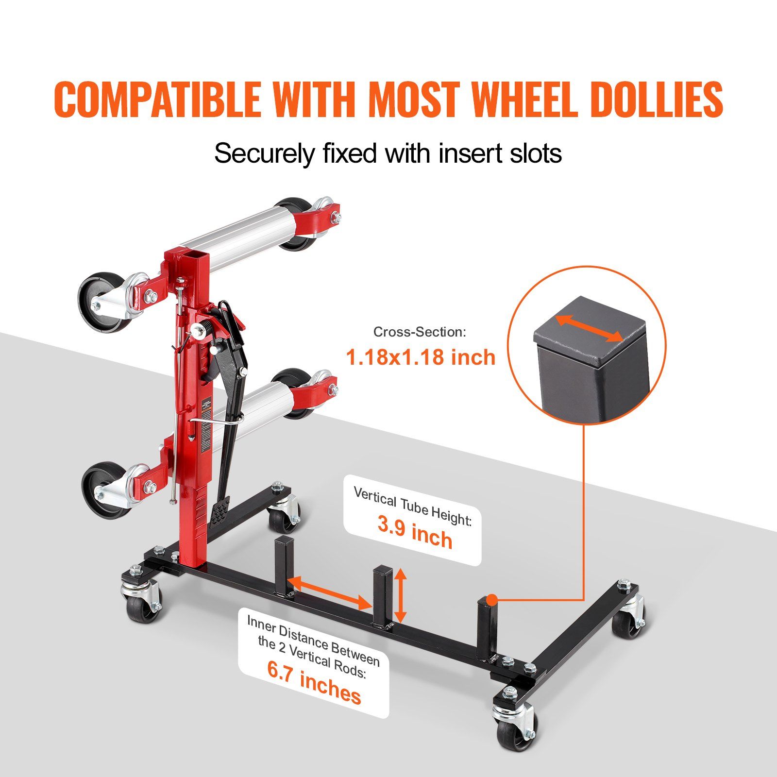 Car Dolly Rack, Storage Rack with 360° Rotatable Wheels, Hydraulic Ratchet Trolley Jack Stand Organizer, Jack Stands Holder Storage Rack, 4-Dolly Capacity, Compatible with Most Dollies - Image 5