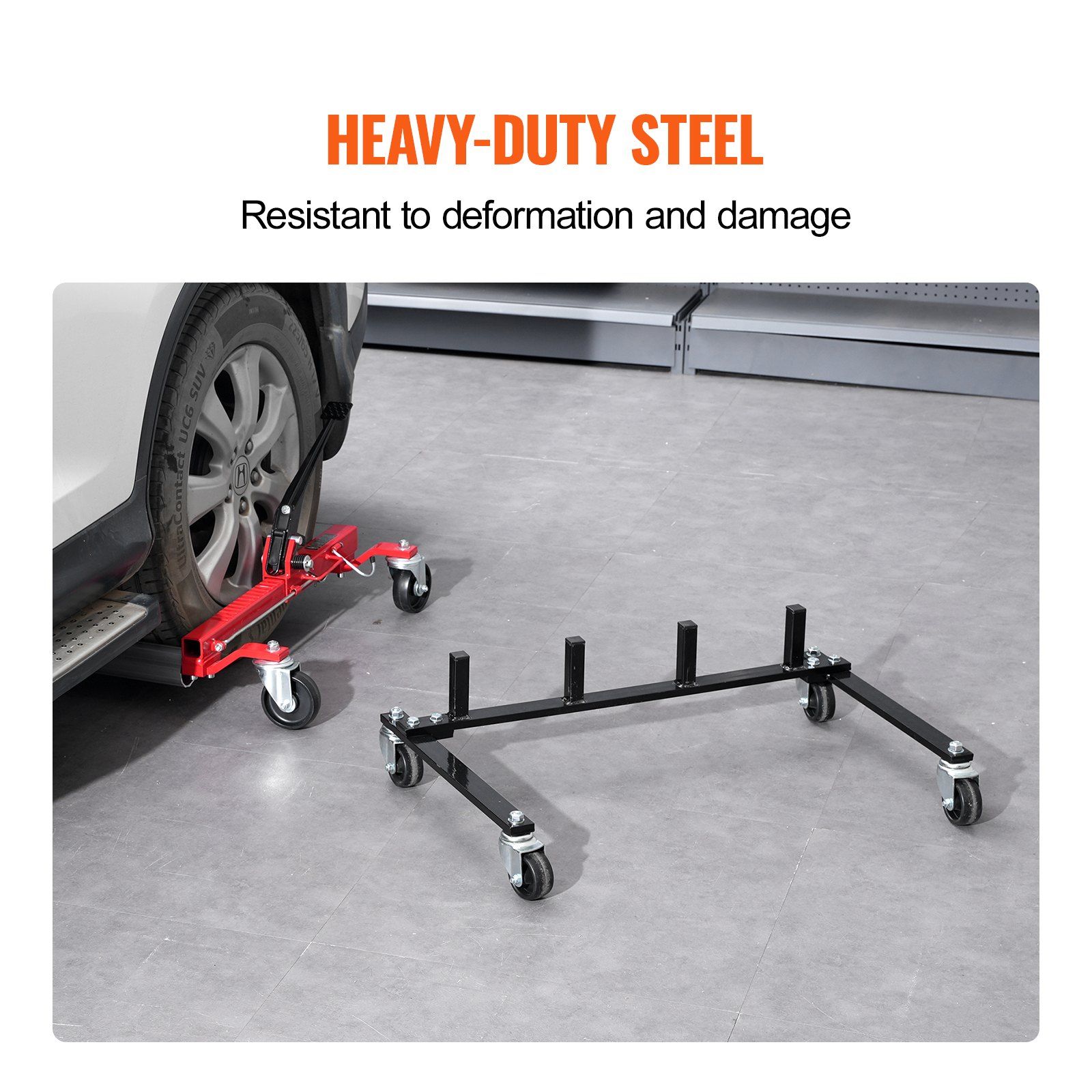 Car Dolly Rack, Storage Rack with 360° Rotatable Wheels, Hydraulic Ratchet Trolley Jack Stand Organizer, Jack Stands Holder Storage Rack, 4-Dolly Capacity, Compatible with Most Dollies - Image 6
