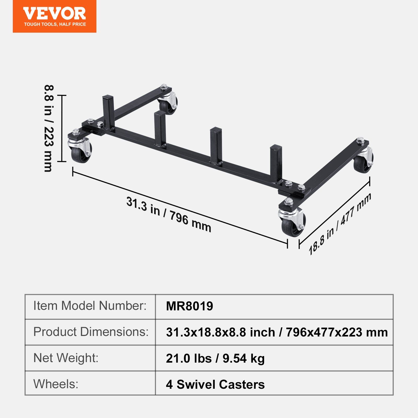 Car Dolly Rack, Storage Rack with 360° Rotatable Wheels, Hydraulic Ratchet Trolley Jack Stand Organizer, Jack Stands Holder Storage Rack, 4-Dolly Capacity, Compatible with Most Dollies - Image 7