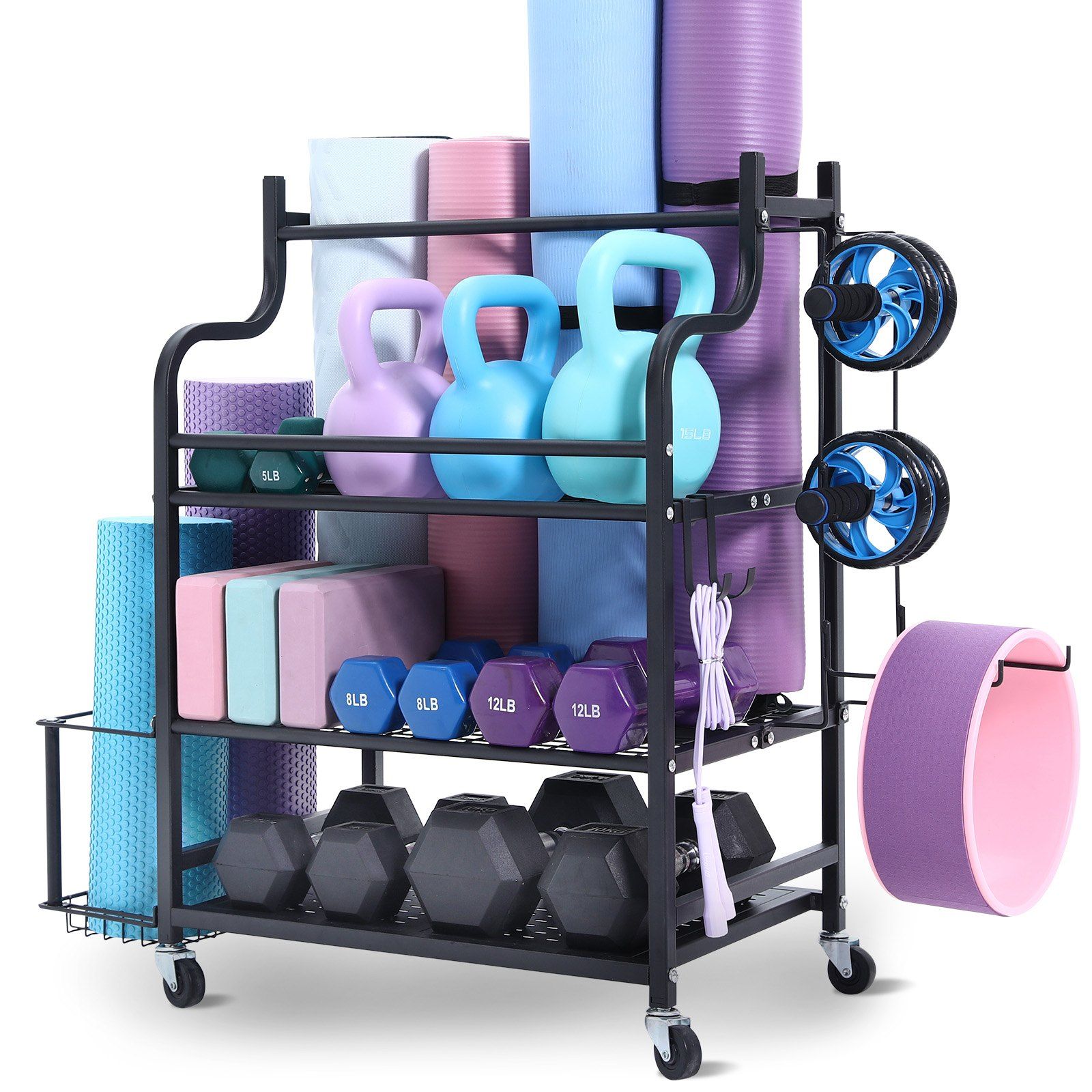 Home Gym Workout Equipment Organizer Yoga Mat Storage Weight Rack Dumbbell 1035 x 405 x 885 mm - Image 1