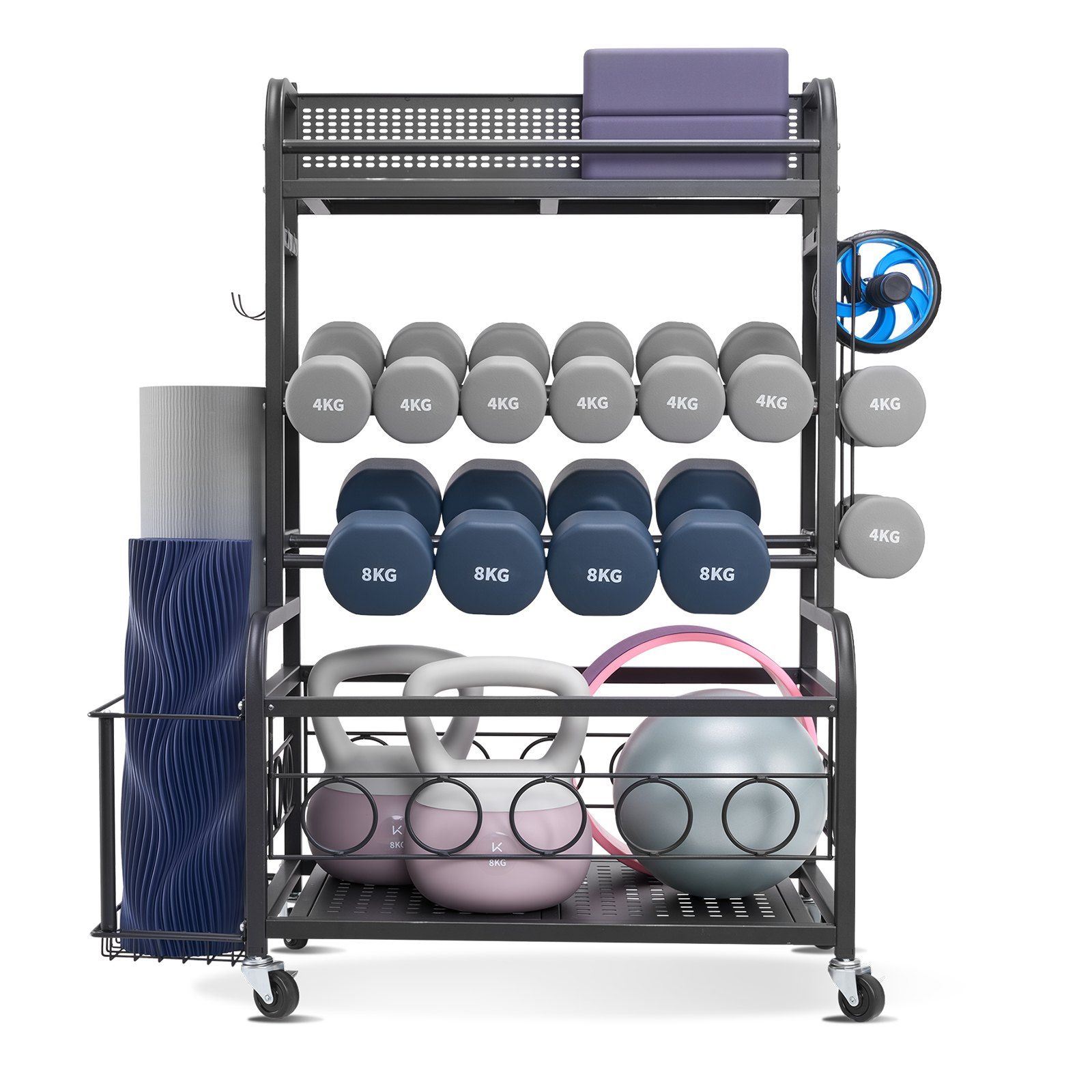 Home Gym Workout Equipment Organizer Yoga Mat Storage Weight Rack Dumbbell 870 x 405 x 1010 mm - Image 1