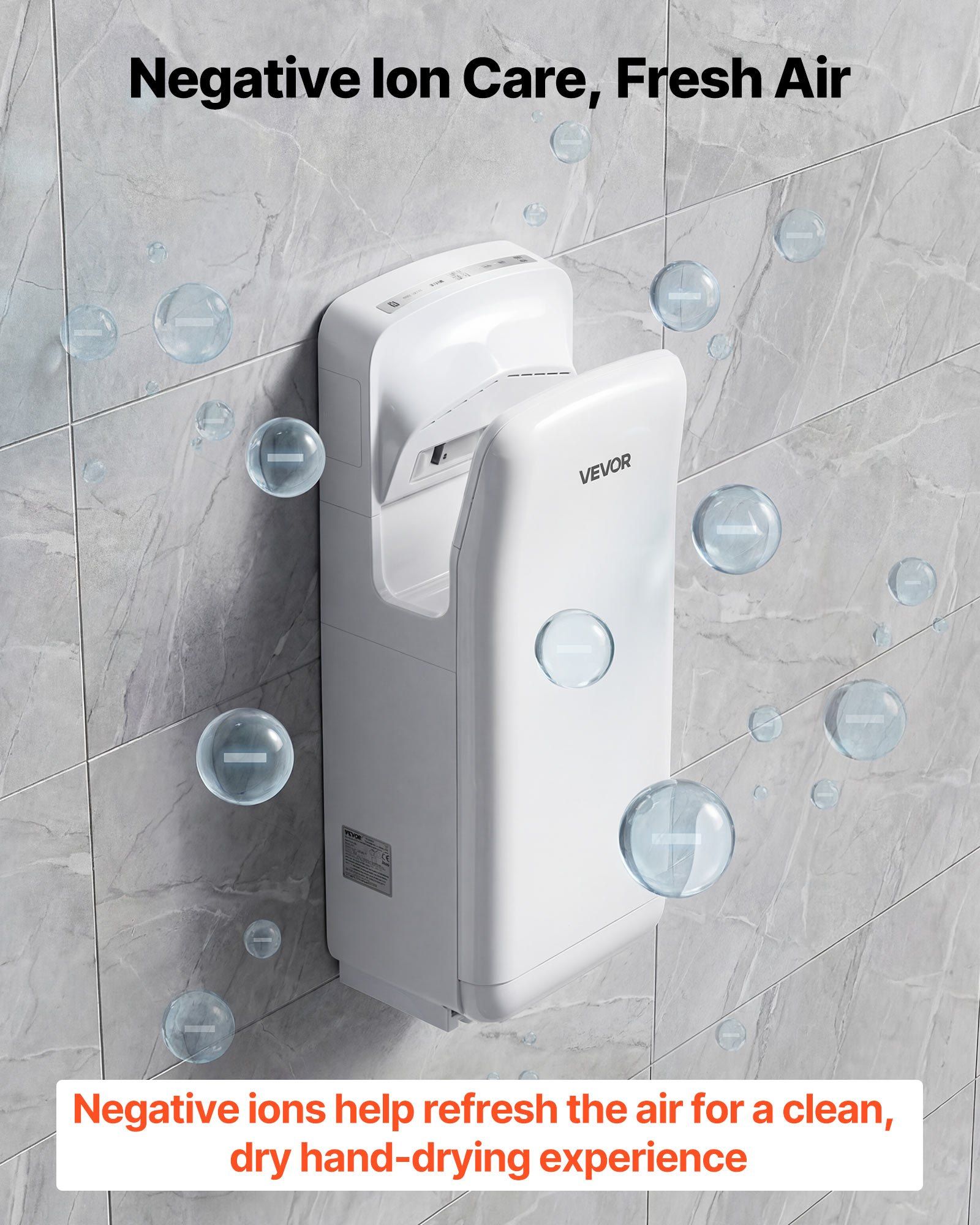 Vertical Hand Dryer, Hand Dryers with HEPA Filter, 19000 RPM High-Speed Motor, Dual-Side Airflow, ABS Sturdy Automatic Air Wall Mount Fast Drying for Commercial Bathrooms Modern Home, White - Image 4