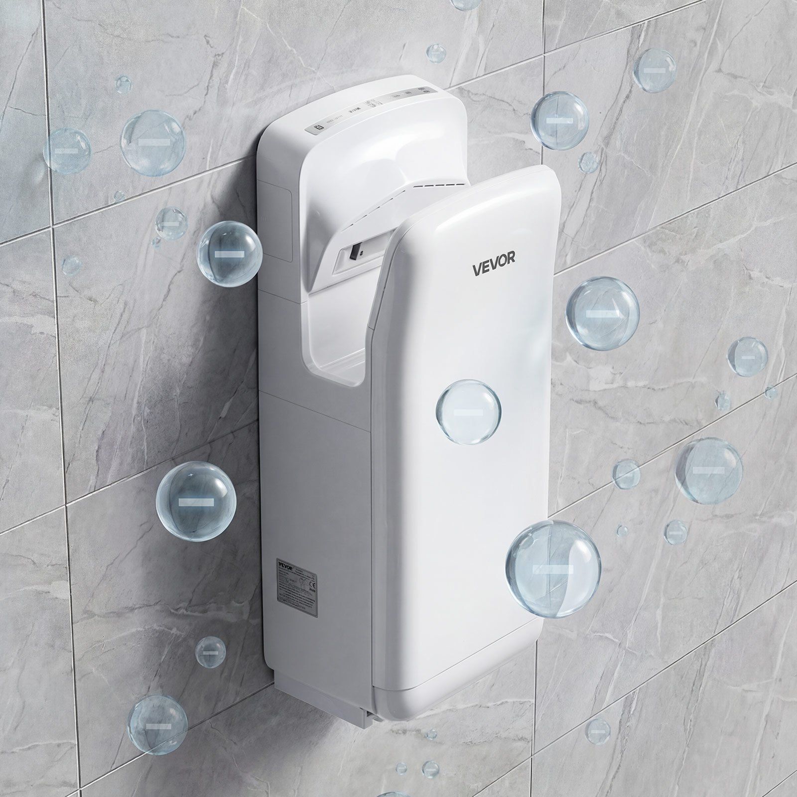 Vertical Hand Dryer, Hand Dryers with HEPA Filter, 19000 RPM High-Speed Motor, Dual-Side Airflow, ABS Sturdy Automatic Air Wall Mount Fast Drying for Commercial Bathrooms Modern Home, White - Image 8
