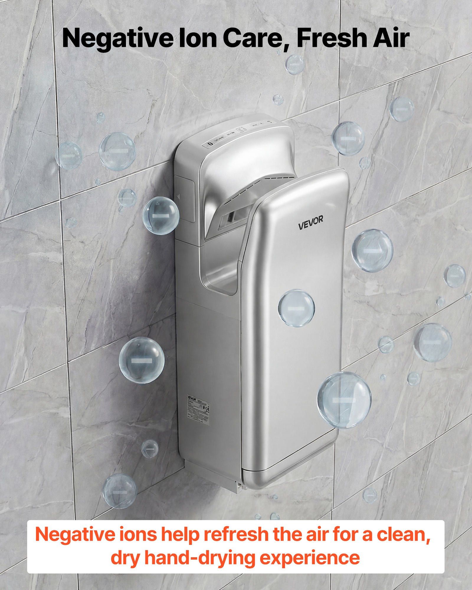 Vertical Hand Dryer, Hand Dryers with HEPA Filter, 19000 RPM High-Speed Motor, Dual-Side Airflow, ABS Sturdy Automatic Air Wall Mount Fast Drying for Commercial Bathrooms Modern Home, Silver - Image 4