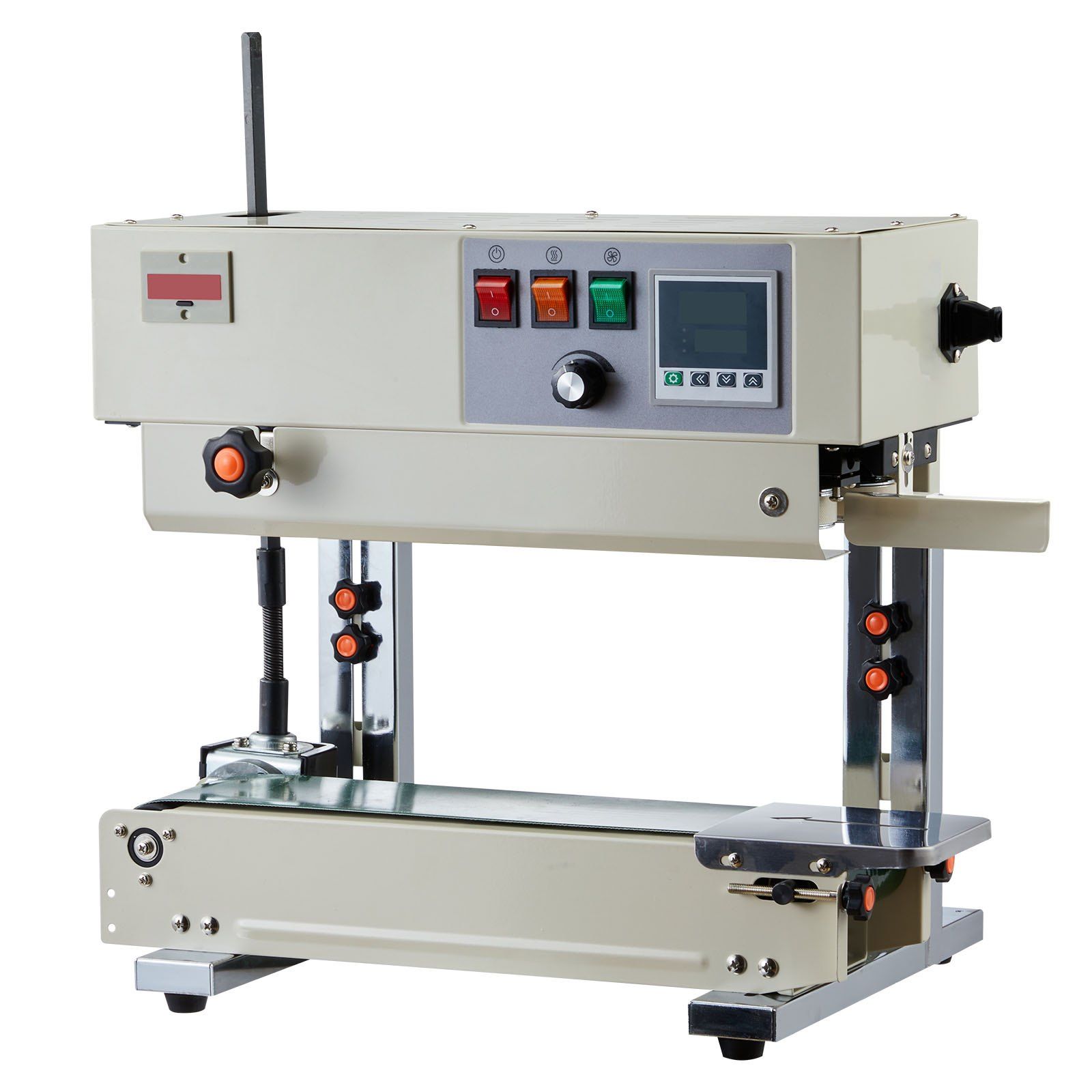 Continuous Bag Band Sealing Machine, 6-12 mm Seal Width, Vertical Band Sealer Machine with Roller Printing , Temp & Speed Adjustable, Commercial Heat Sealer Machine for 0.03-0.8 mm Plastic Bags - Image 1