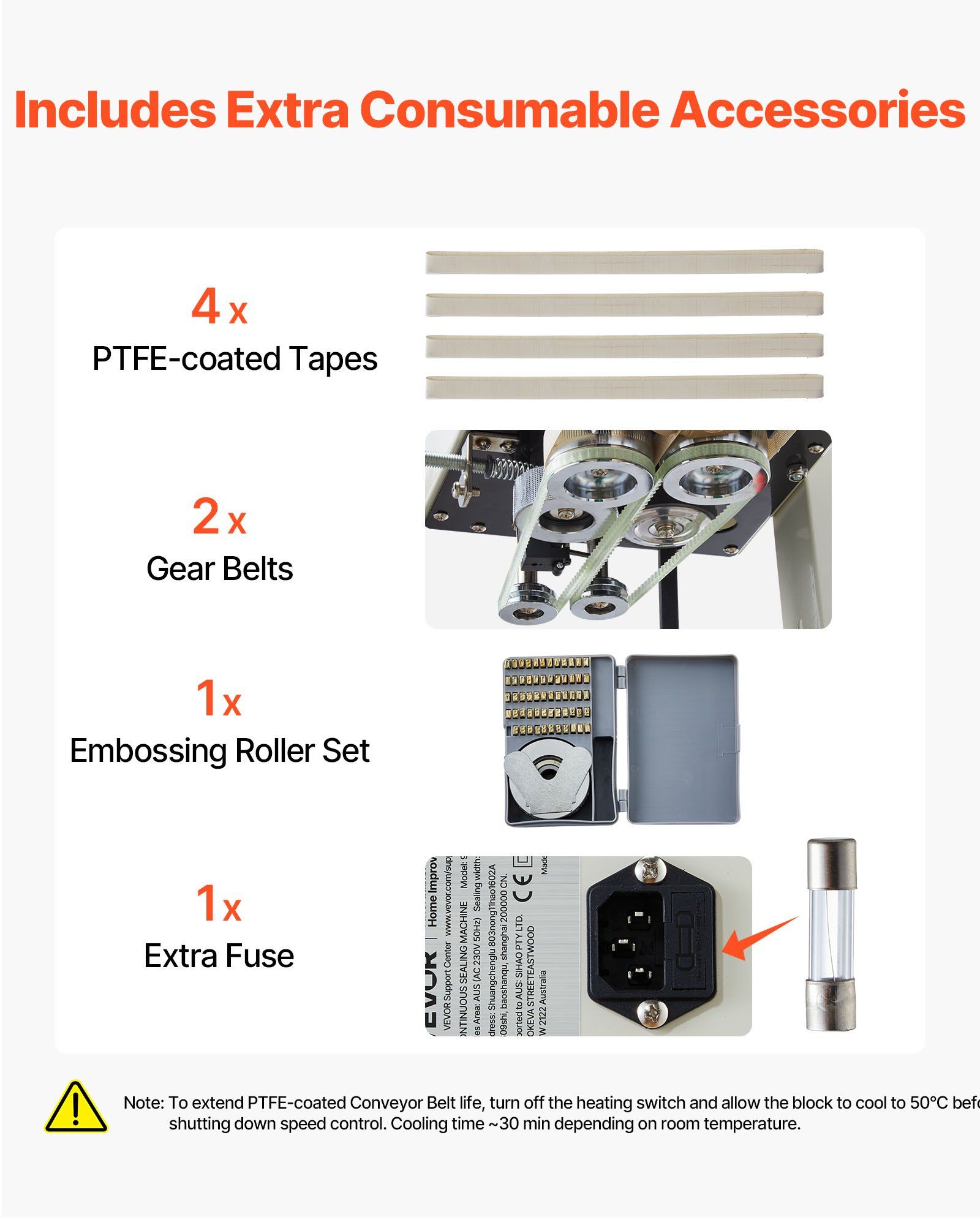 Continuous Bag Band Sealing Machine, 6-12 mm Seal Width, Vertical Band Sealer Machine with Roller Printing , Temp & Speed Adjustable, Commercial Heat Sealer Machine for 0.03-0.8 mm Plastic Bags - Image 6