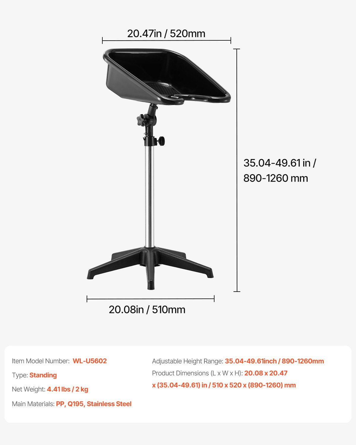 Portable Shampoo Bowl, Shampoo Sink with Adjustable Height & Angle, Salon Hair Wash Sink with Drain Hose and Star-Shaped Support Base for Barbershop Beauty Spa Center Home Use - Image 7
