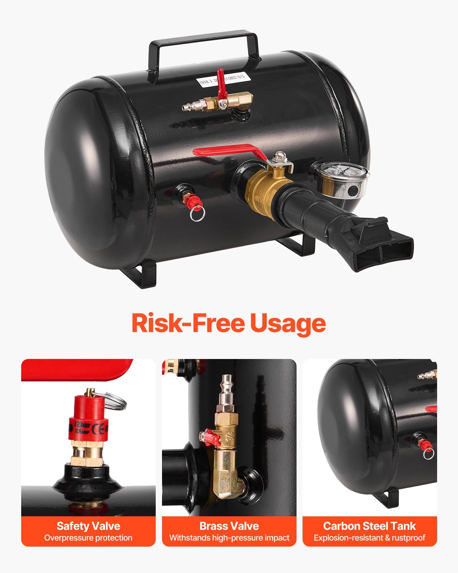 Air Tire Bead Seater, 5 Gal / 18.9 L, Heavy Duty Tire Bead Blaster Tool, 87-116 PSI Operating Pressure, Air Trigger Seating Inflator for Pickup, Truck, ATV, Jeep, Van, Lawn Tractor, RV, Black - Image 5