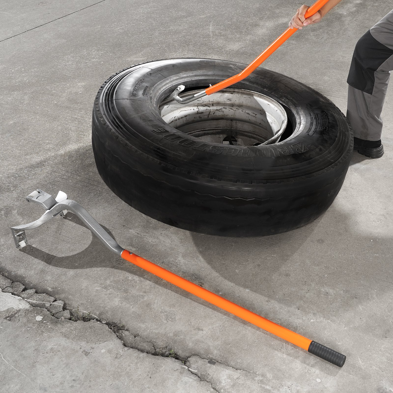 Tire Mount Demount Tool, 571-622 mm Manual Steel Tire Changer Mount Demount Removal Tool, with Extra Bead Holder, Tubeless Truck Bead Breaker, 3 PCS Tire Changing Tools, Orange - Image 8
