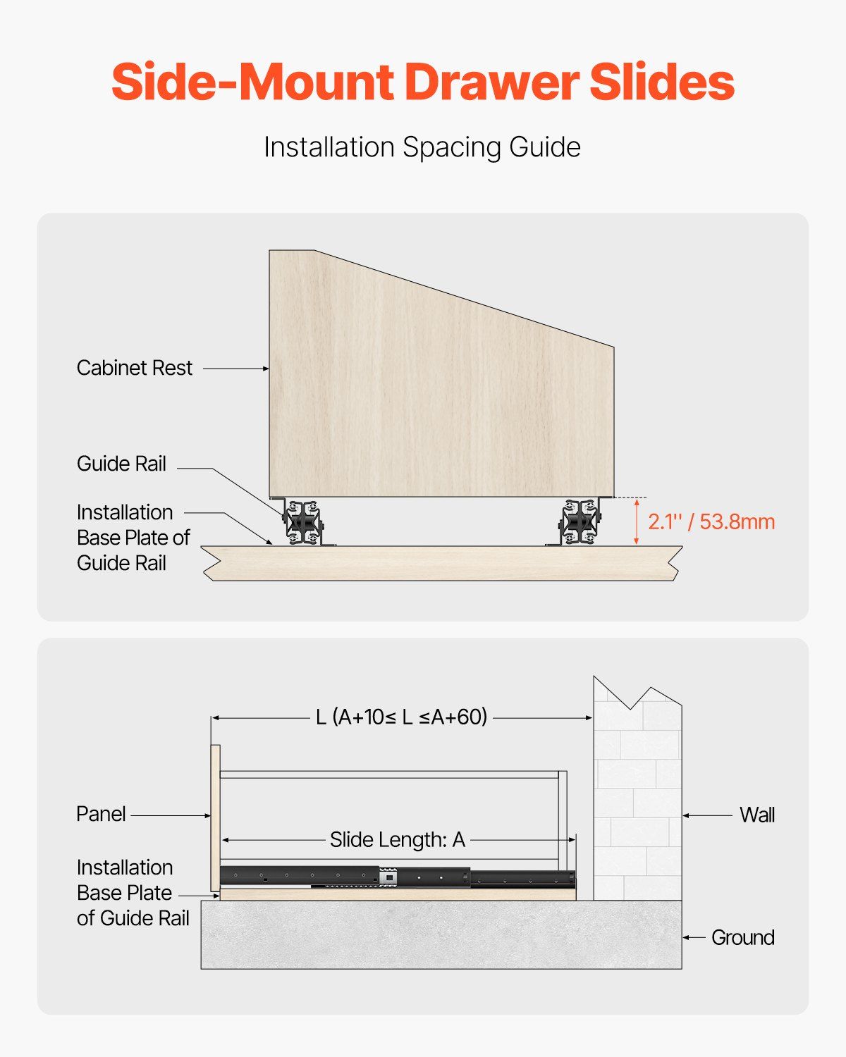 Undermount Drawer Slides, 16 inch, Full Extension Ball Bearing Under Stair Cabinet Rails, 260 LB Load Capacity Heavy Duty Bottom Stair Cabinet Glides Track Runners,for DIY Replacement, Black - Image 3