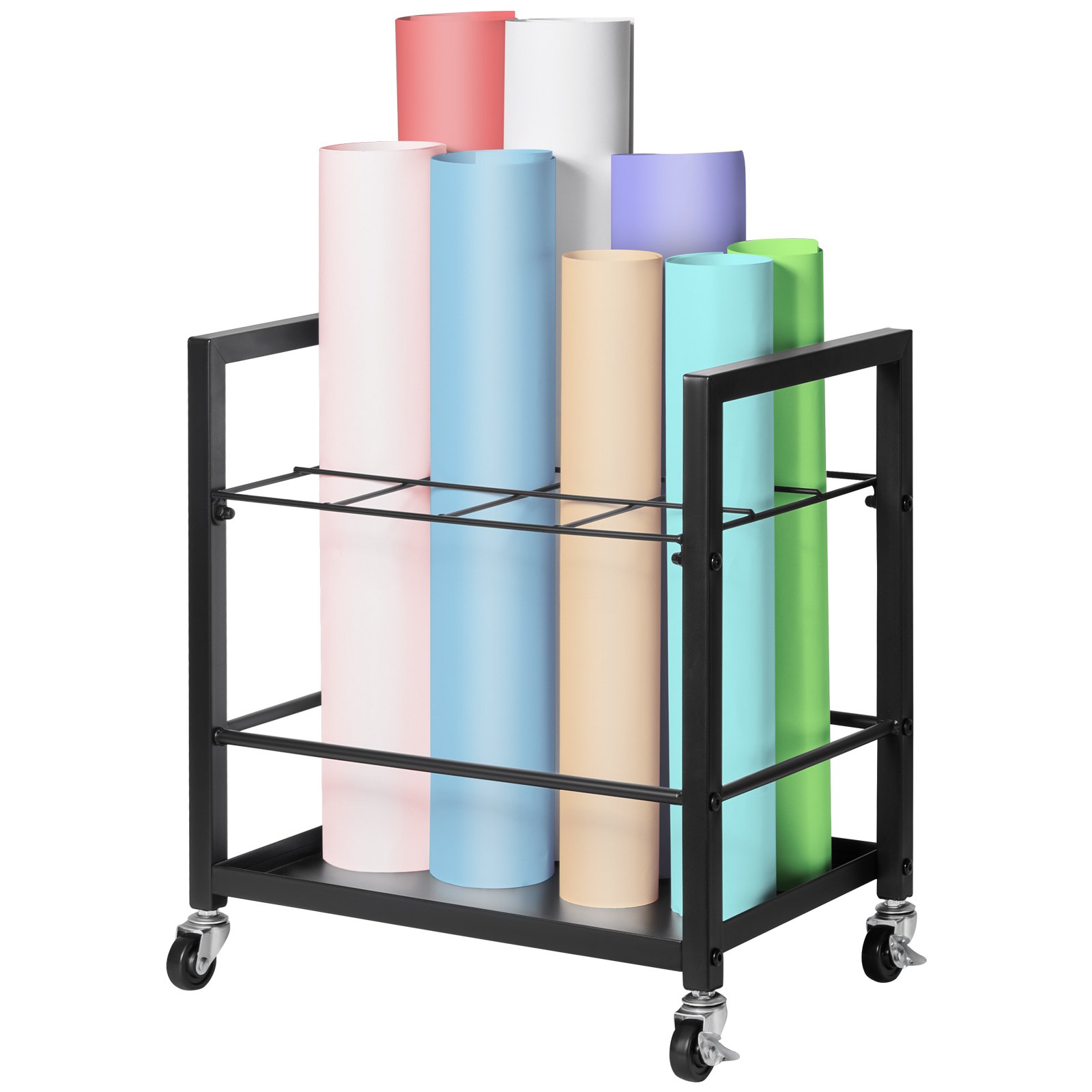 Blueprint Storage Rack, 12 Slots Blueprint Holder with Wheels, Mobile Metal Blueprint Storage Cart for Map Poster Architectural Construction Plan, Roll File Organizer for Home, Office, School - Image 1