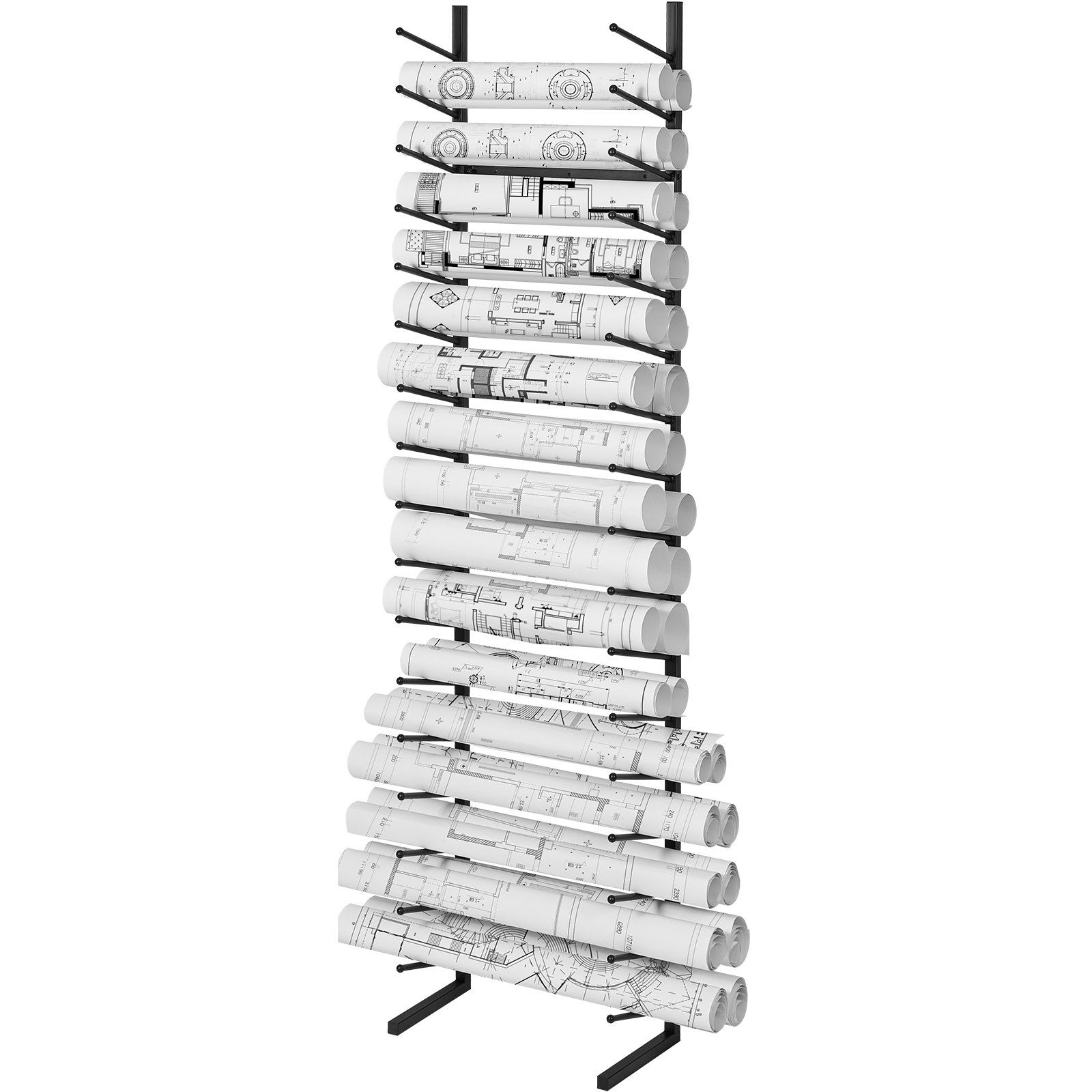 Blueprint Storage Rack, Hanging Poster Display Rack 16-Tier, Vertical Blueprint Roll File Holder 2 Rolls/tire, Roll File Storage Rack for Blueprint Map Poster - Image 1