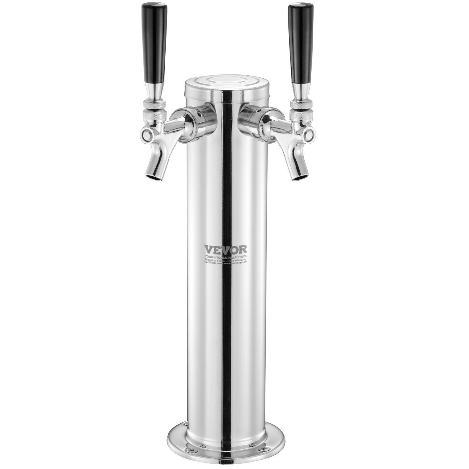 Dual Taps Draft Beer Tower Dispenser, Stainless Steel Keg Beer Tower, Kegerator Tower Kit with Pre-Assembled Tubing and Self-Closing Faucet Shanks for Party, Bar, Pub, Restaurant - Image 1