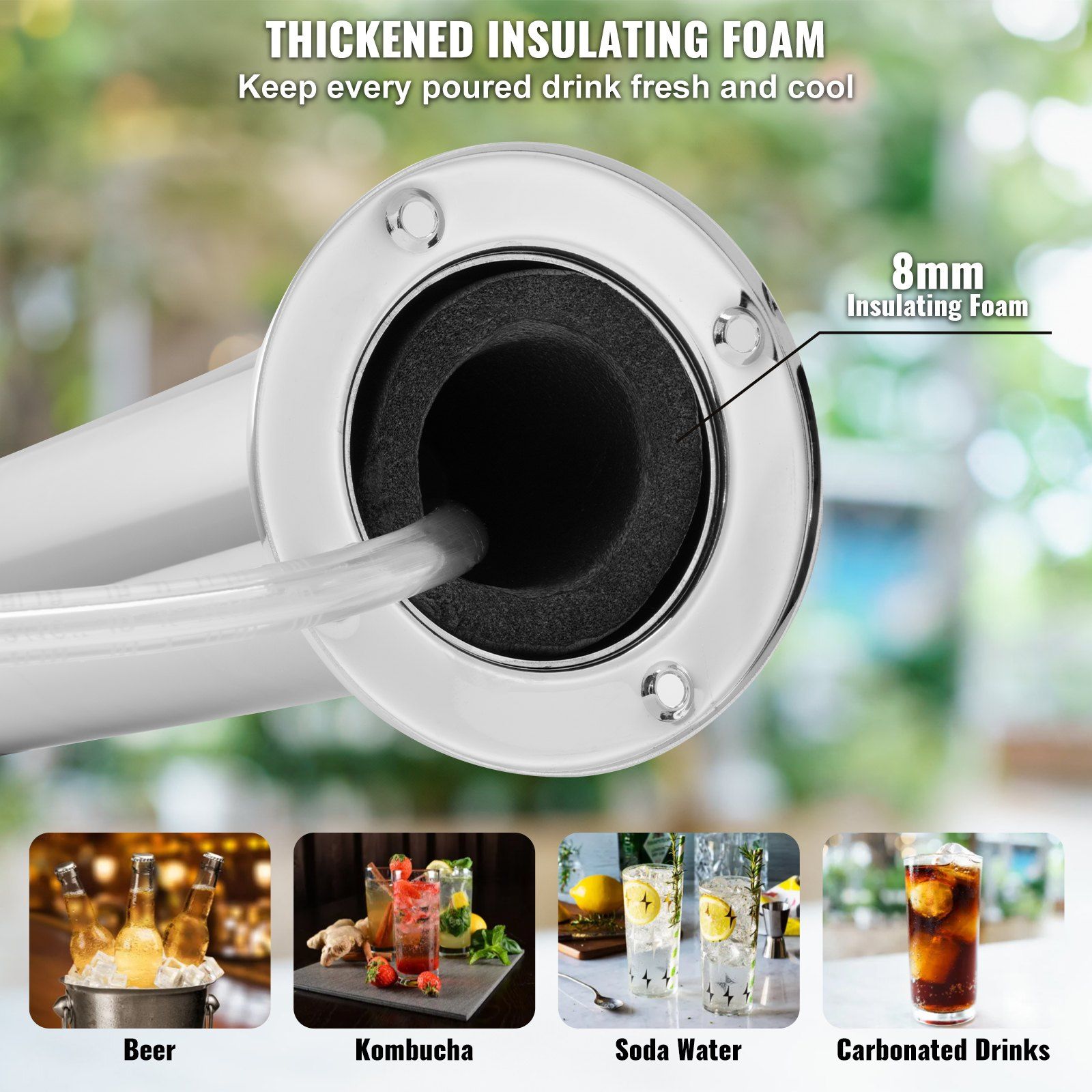 Dual Taps Draft Beer Tower Dispenser, Stainless Steel Keg Beer Tower, Kegerator Tower Kit with Pre-Assembled Tubing and Self-Closing Faucet Shanks for Party, Bar, Pub, Restaurant - Image 3