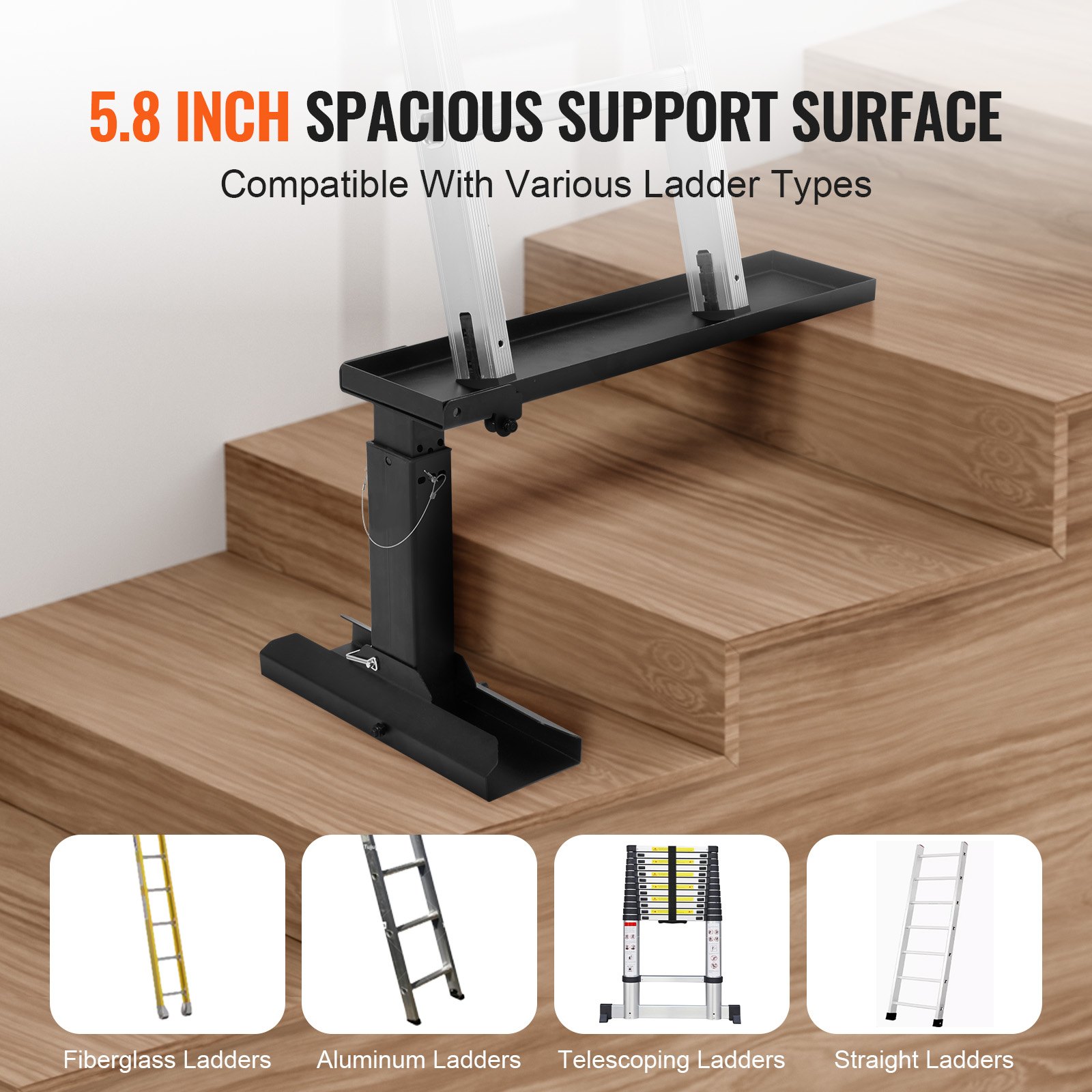 Ladder Levler, 29.8 L x 11.4-18 in H Support Surface, Steel Ladder Leveling Tool, Folding Pitch Hopper, Stair Ladder Stabilizer Easy to Use,Extension Ladder Accessories for Uneven Ground - Image 5