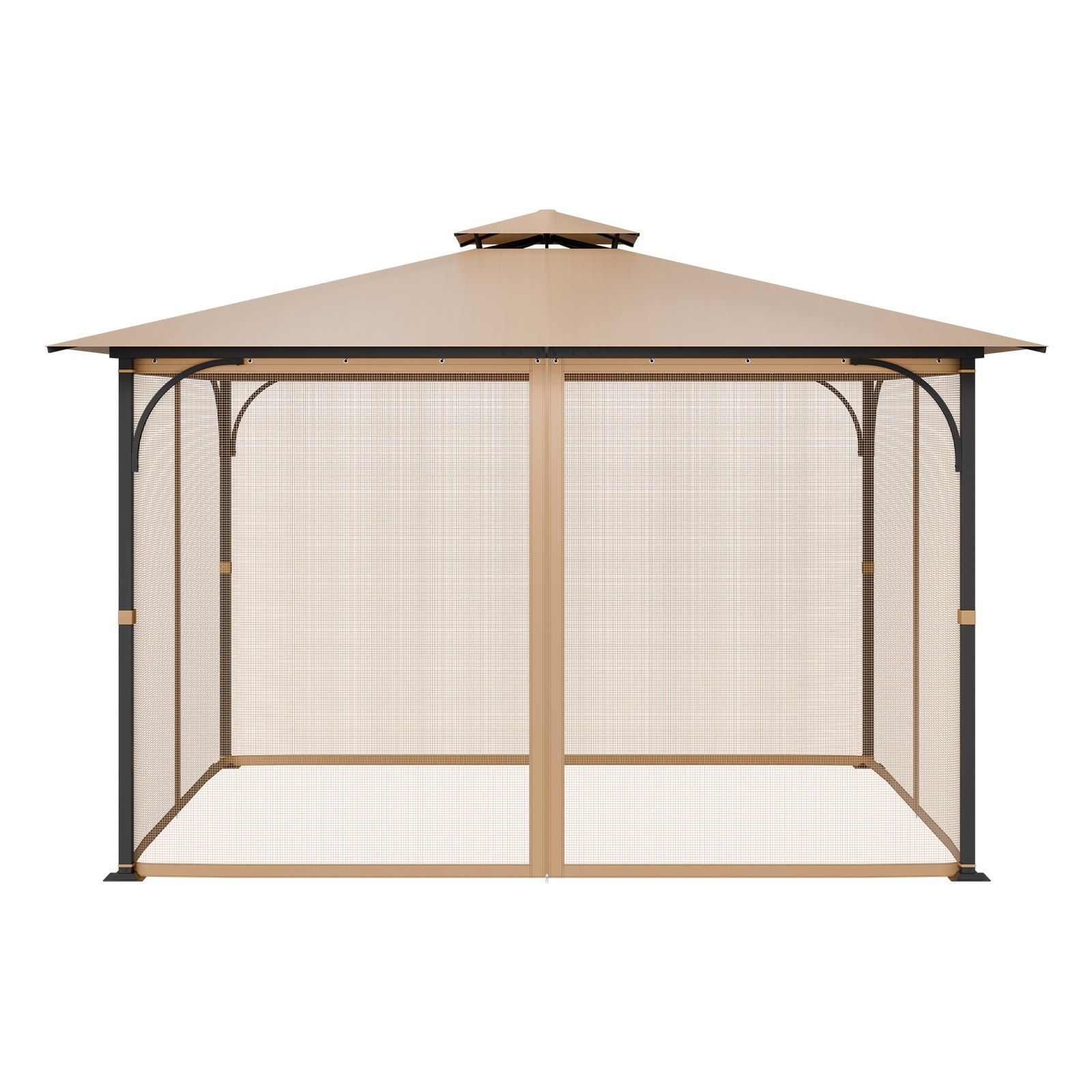 Gazebo Netting Replacement, Fit Most 10 x 12 x 7 FT Gazebo Curtain, Outdoor Garden Net, 4-Panel Sidewall Mesh Net, Patio Midge Netting with Double Zipper, Canopy Screen (Netting Only) - Image 1