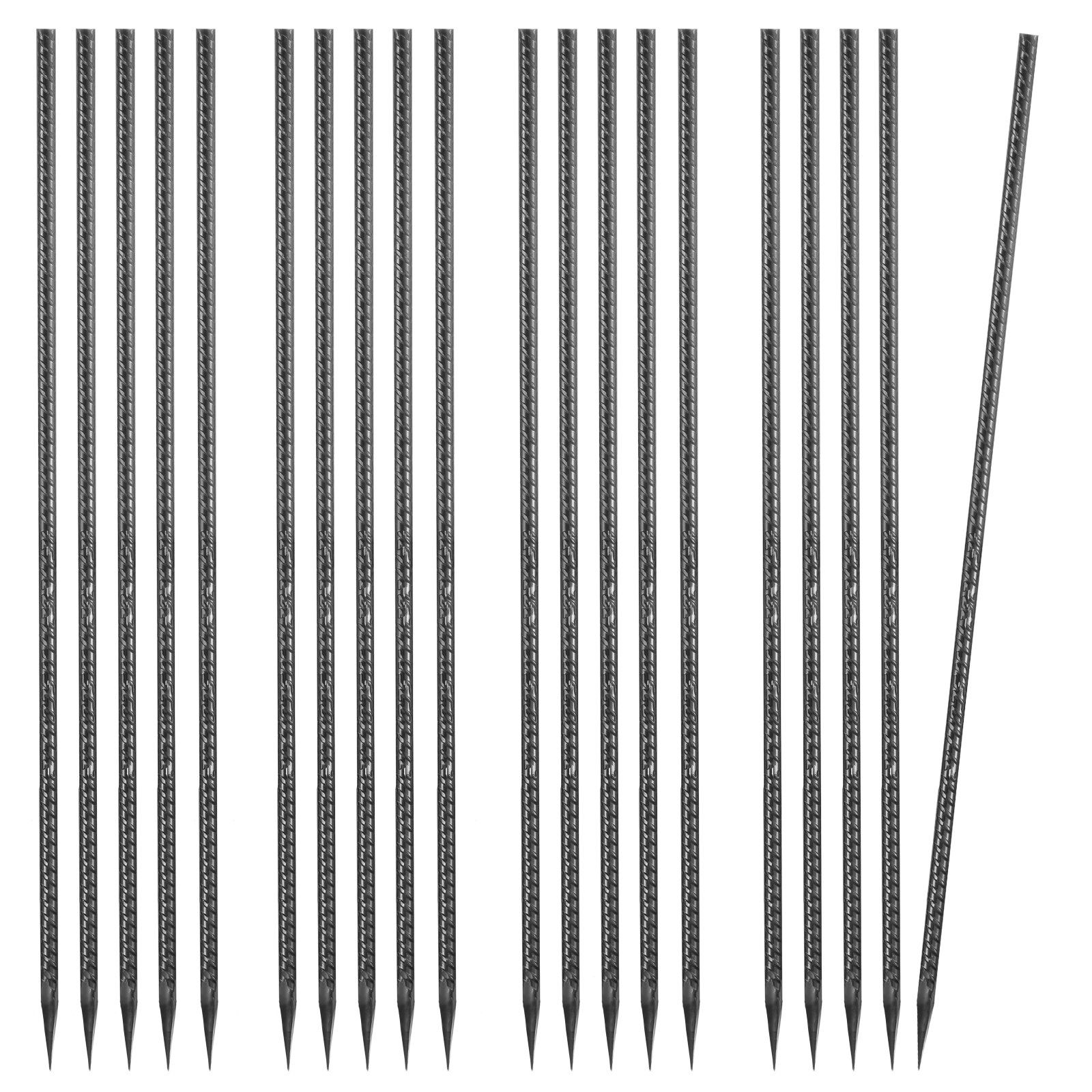 Rebar Stakes, 609.6 mm, Heavy-Duty 12 mm Diameter, Straight Galvanized Steel Ground Anchors with Chisel Point End & Rust-Resistant Coating, for Gardening Support, Fence, Camping Tents (20-Pack) - Image 1