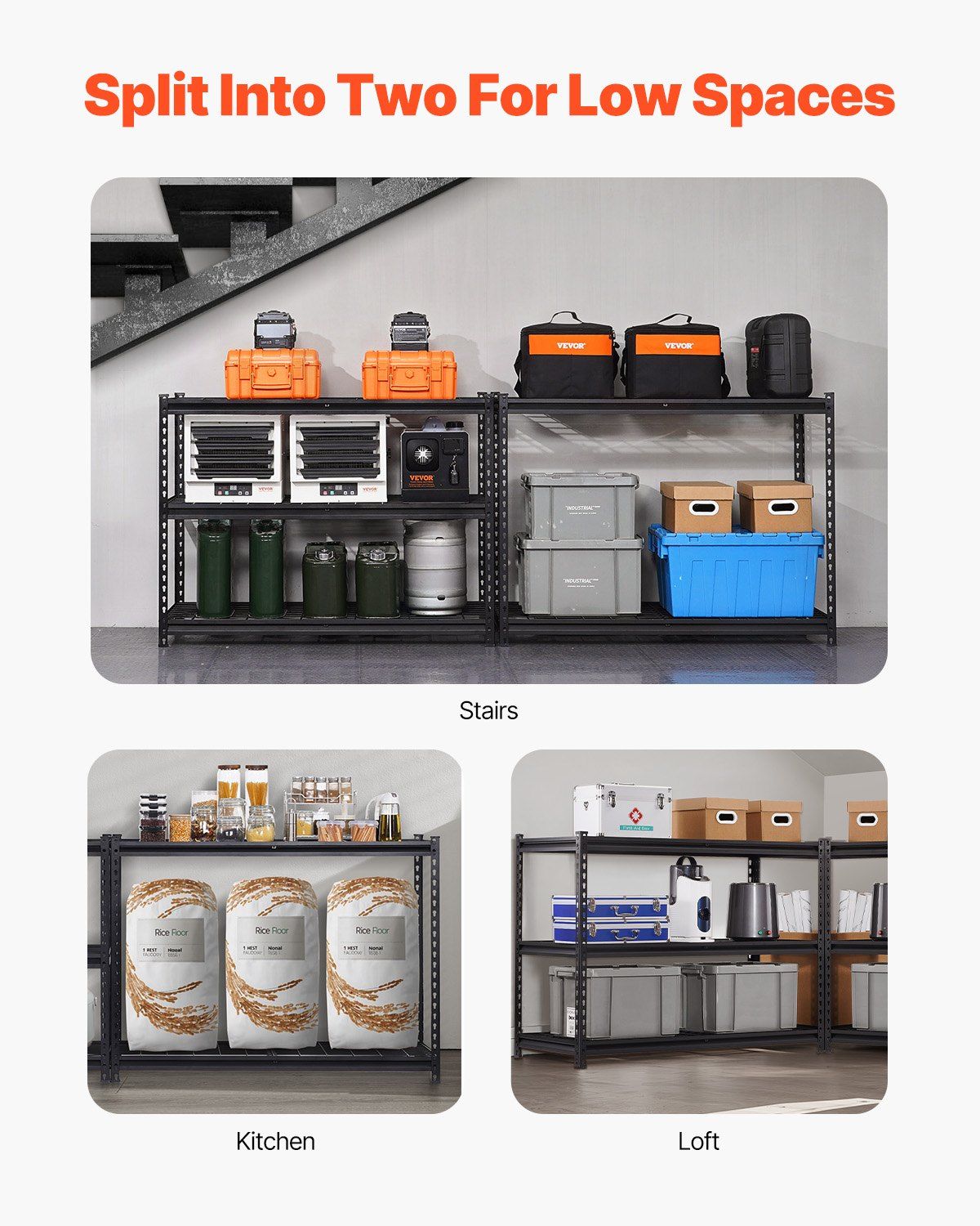 Storage Shelves, 1361 kg, 5 Tier Heavy Duty Garage Shelving, 609.6 x 1219.2 x 1828.8 mm Adjustable Metal Shelves for Industrial Shelving Unit Utility Shelf, for Kitchen, Warehouse, Basement - Image 4