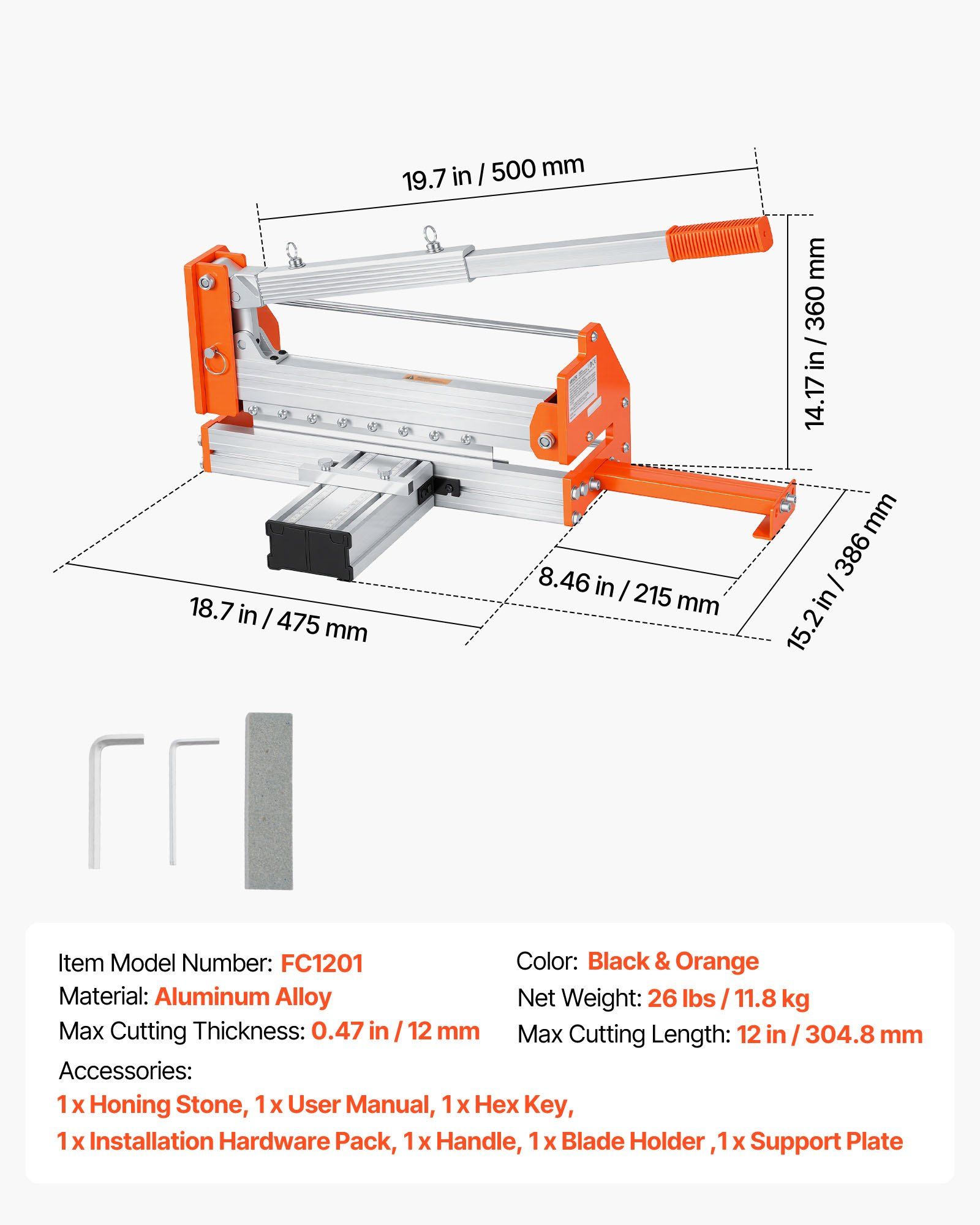 304.8mm Vinyl Floor Cutter, 12mm Thick Laminate Flooring Cutter with Upgraded Labor-Saving Aluminum-Alloy Lever, Telescoping Support Plate, Cuts Certain Engineered Wood, LVT, VCT, SPC, LVP, WPC - Image 7