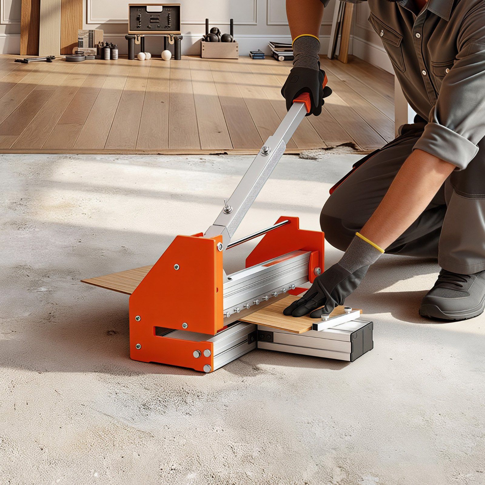 304.8mm Vinyl Floor Cutter, 12mm Thick Laminate Flooring Cutter with Upgraded Labor-Saving Aluminum-Alloy Lever, Telescoping Support Plate, Cuts Certain Engineered Wood, LVT, VCT, SPC, LVP, WPC - Image 8