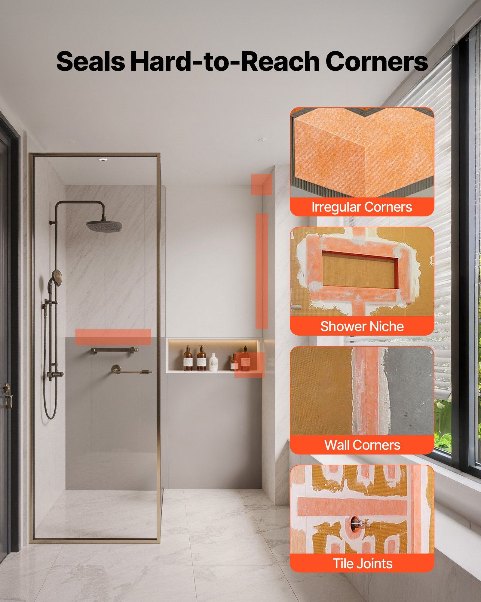 Waterproof Membrane for Shower, 0.13 x 30 m 3.84 m² Waterproofing Tile Membrane, 0.5mm Thick Polyethylene Fabric Roll, Easy to Cut for Bathroom, Kitchen, Sauna, Corners, Niches, Tile Joints - Image 3