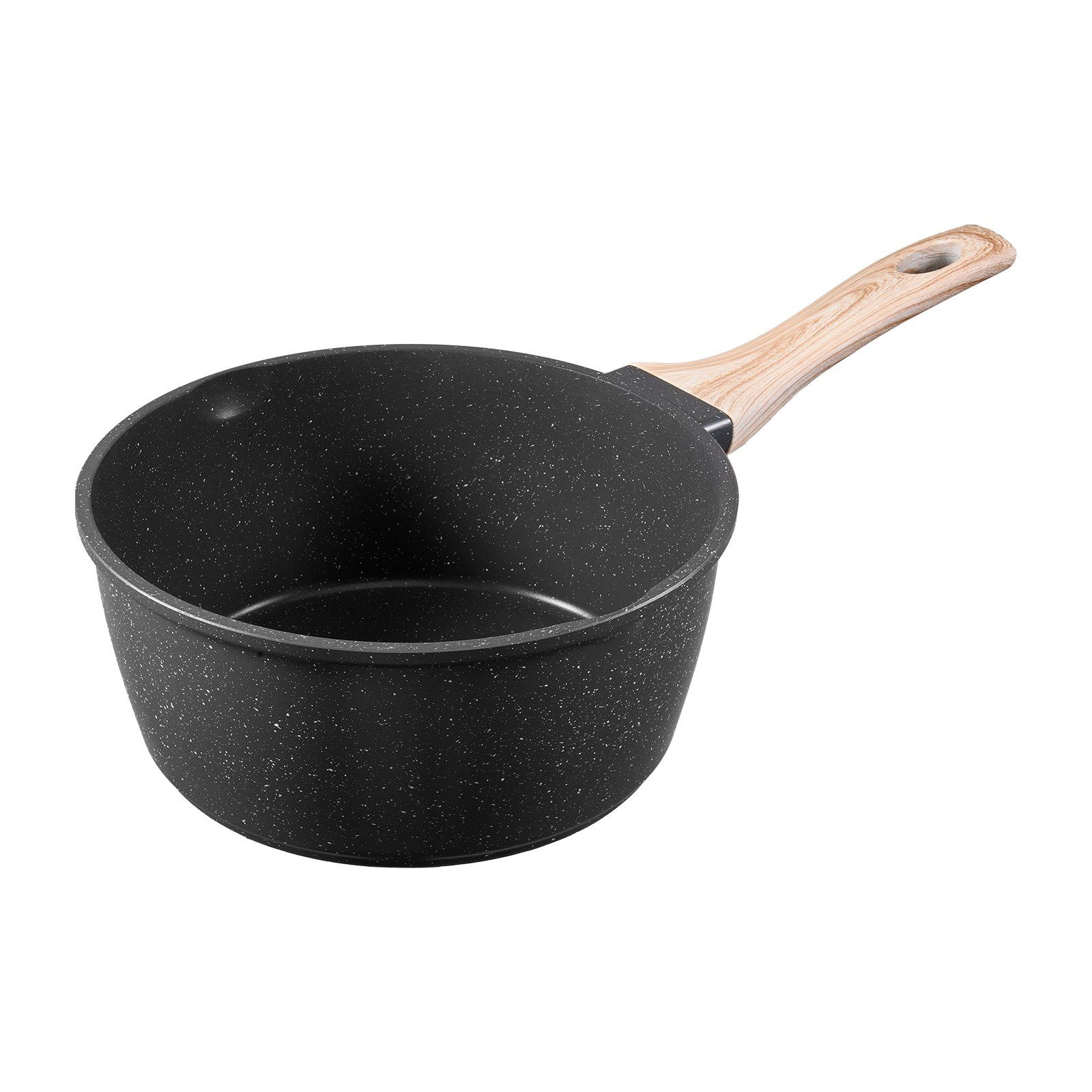 2.5 QT Saucepan, Nonstick Saucepan with Tempered Glass Lid, Multipurpose Cooking Sauce Pot with Detachable Handle, Sauce Pan Small Kitchen Cooking Pot with Coating, Induction Compatible, Black - Image 1