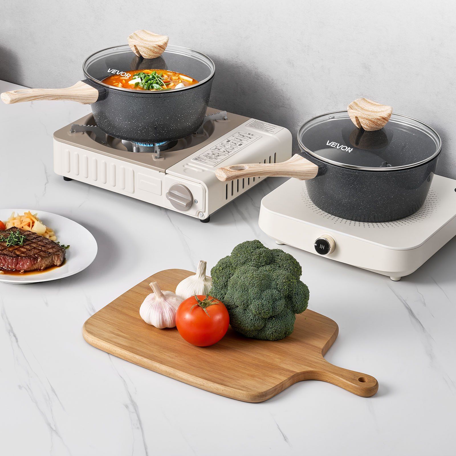 2.5 QT Saucepan, Nonstick Saucepan with Tempered Glass Lid, Multipurpose Cooking Sauce Pot with Detachable Handle, Sauce Pan Small Kitchen Cooking Pot with Coating, Induction Compatible, Black - Image 8