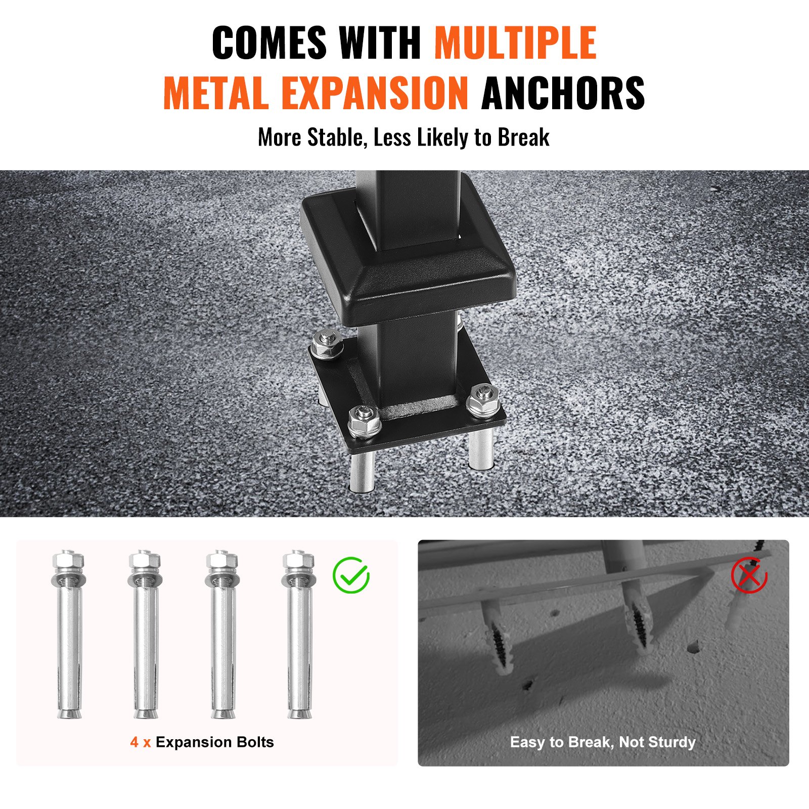 Single Post Handrail for Outdoor 1-3 Steps, 40.5