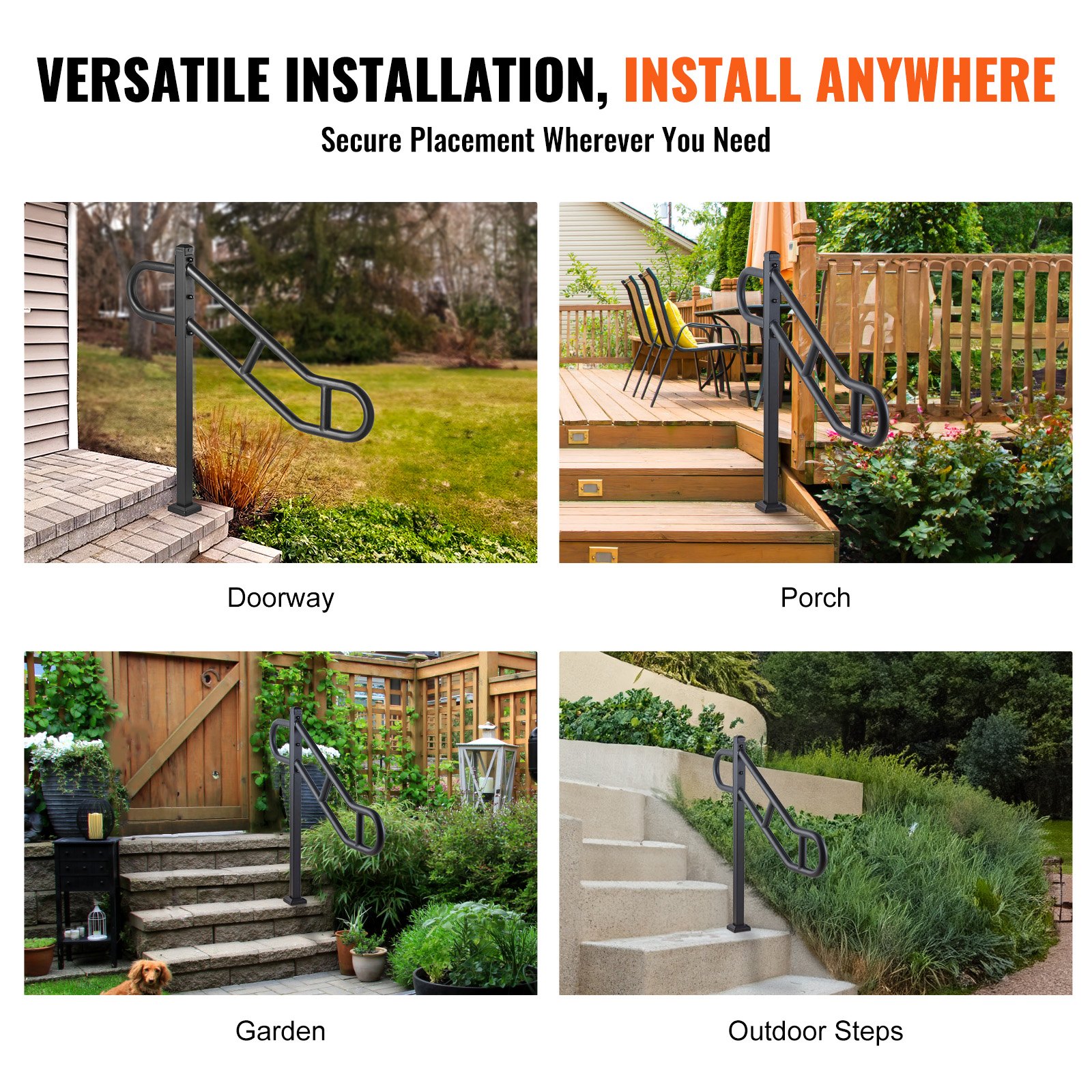 Single Post Handrail for Outdoor 1-3 Steps, 40.5