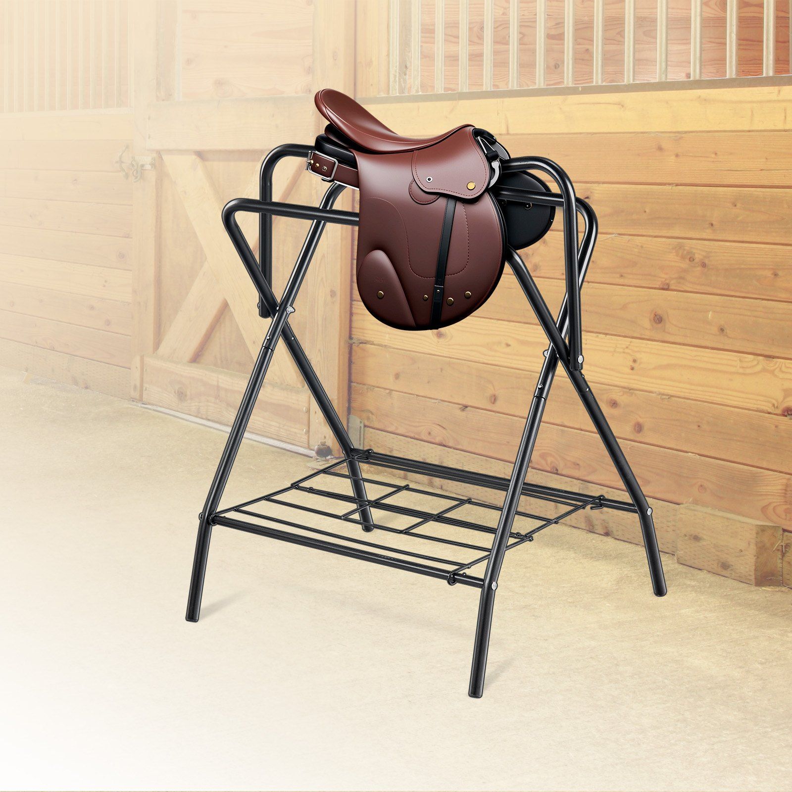 Folding Saddle Rack, 28 x 19 x 37.5 in, Freestanding Horse Saddle Stand, Portable Horse Blanket Holder, Heavy Duty Steel Saddle Rack for English & Western Saddles, Tack Storage, Black - Image 8