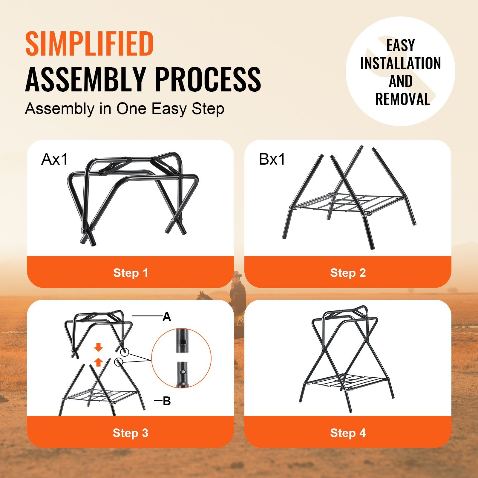 Folding Saddle Rack, 28 x 19 x 37.5 in, 2 Packs Freestanding Horse Saddle Stand, Portable Horse Blanket Holder, Heavy Duty Steel Saddle Rack for English & Western Saddles, Tack Storage, Black - Image 4