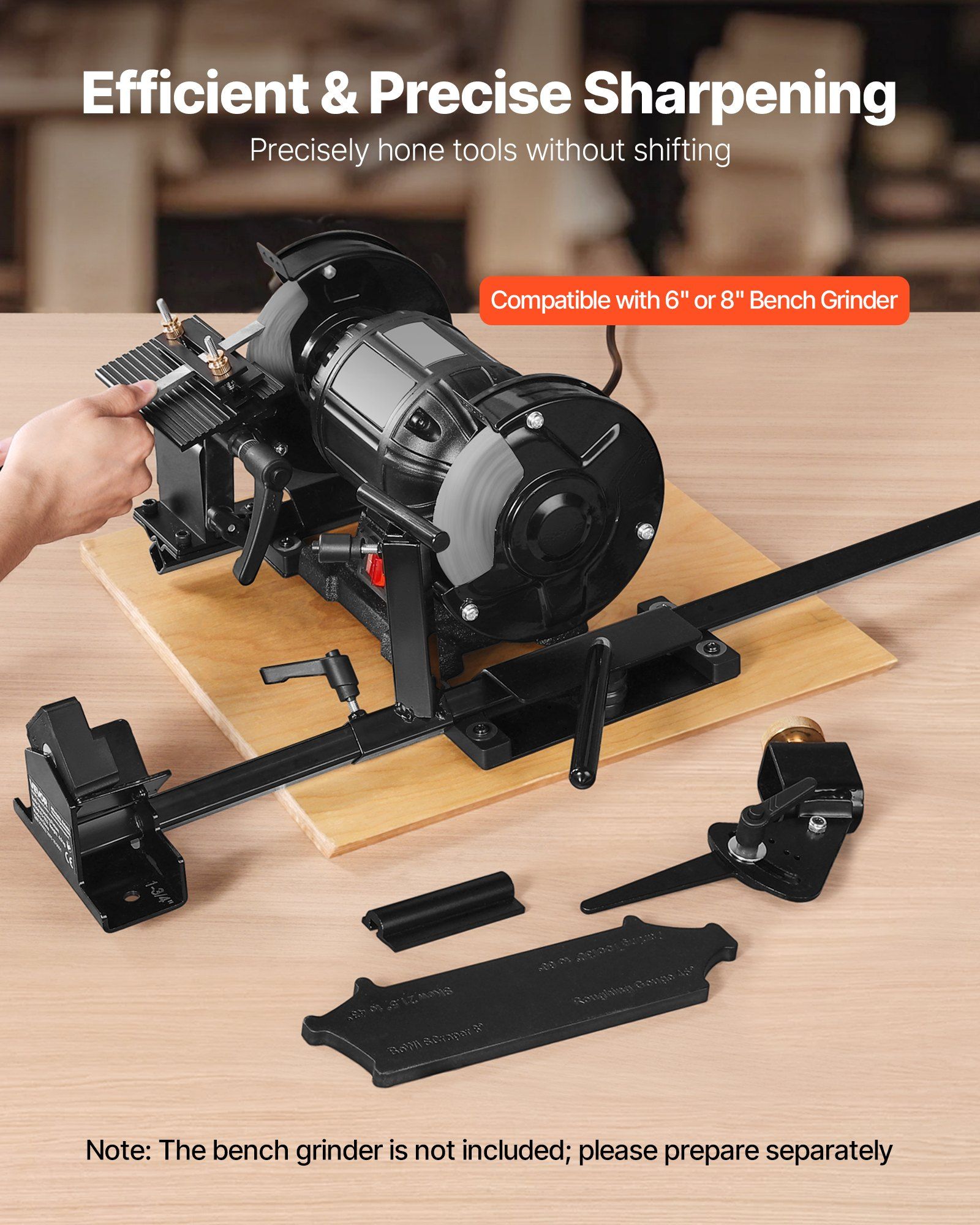Pro Grind Sharpening System, Multi-Grind Sharpening Jig for 152mm & 203mm Bench Grinder - with Platform Jig, Tool Rest Bar, Setup Block, Miter Slide, Micro Bevel Block, for Woodturning Tools - Image 2